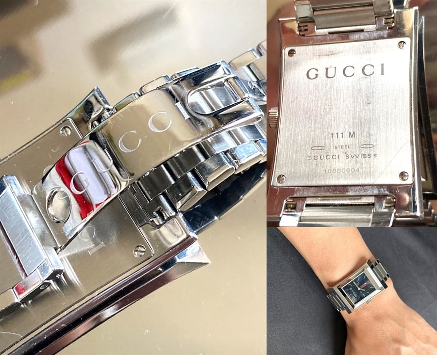 GUCCI グッチ 時計 定価17万 メンズ シェリーライン スクエア シルバー