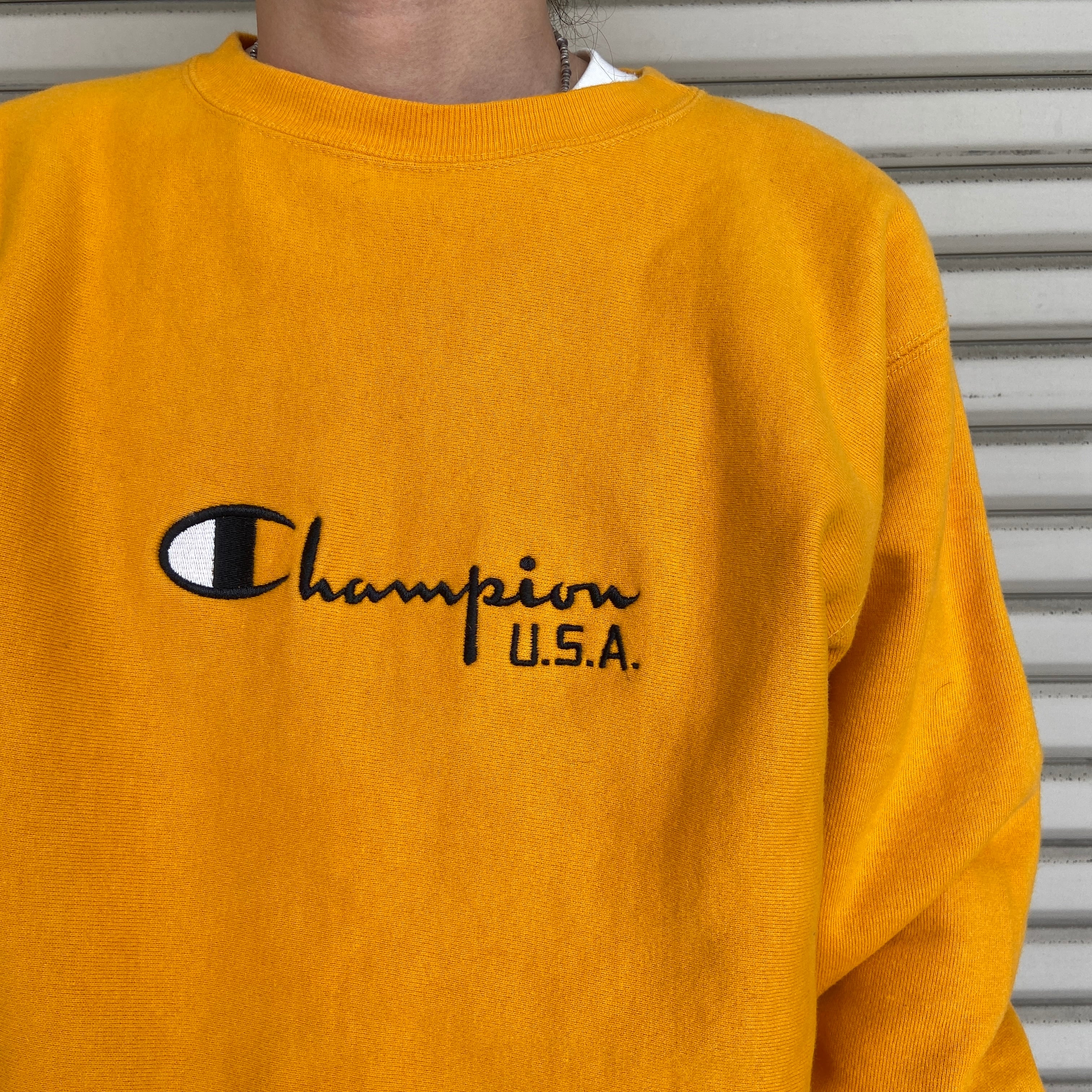 90s USA製 Champion リバースウィーブスウェット マスタード L | 古着