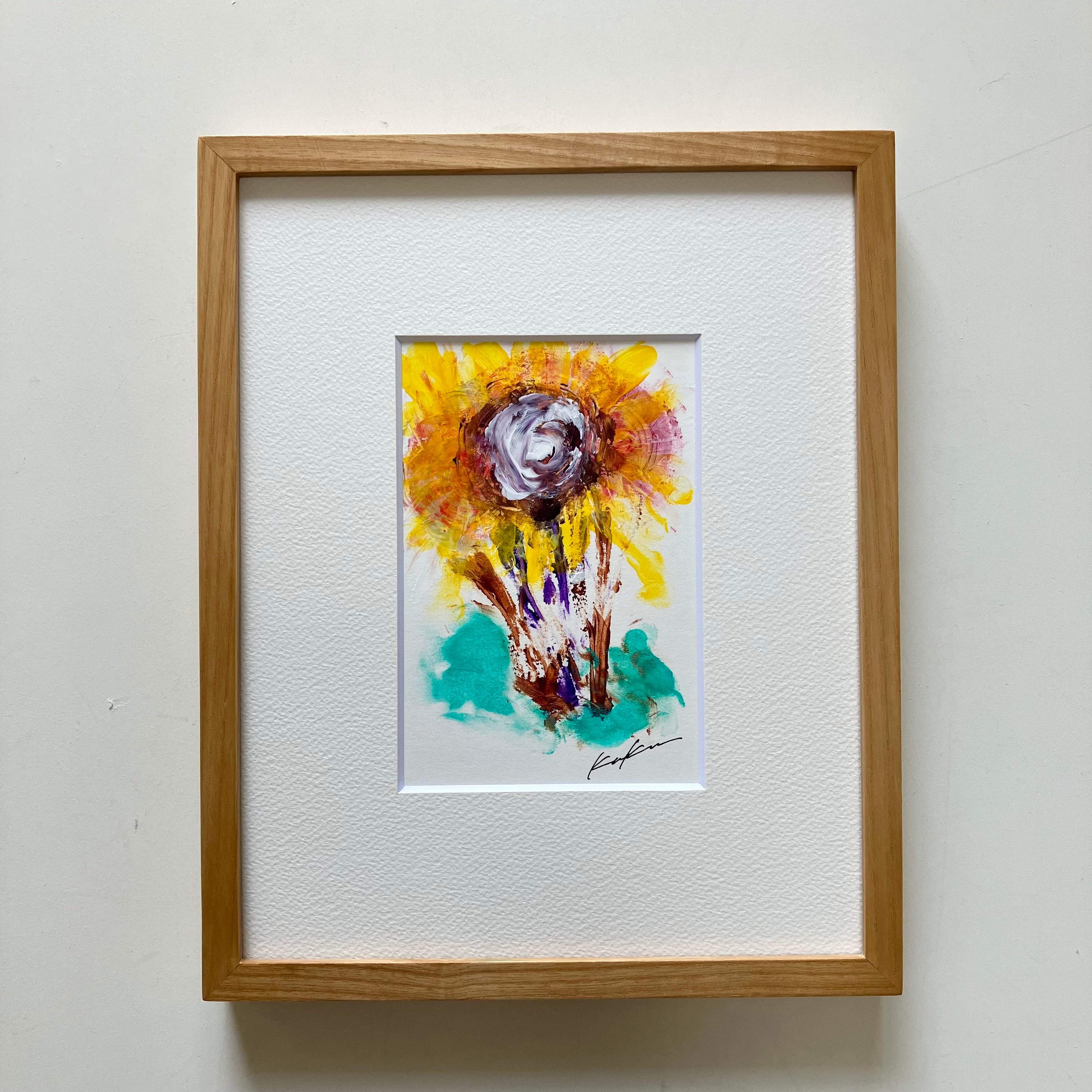 アクリル抽象画「six white marguerites」 | art unit mikka