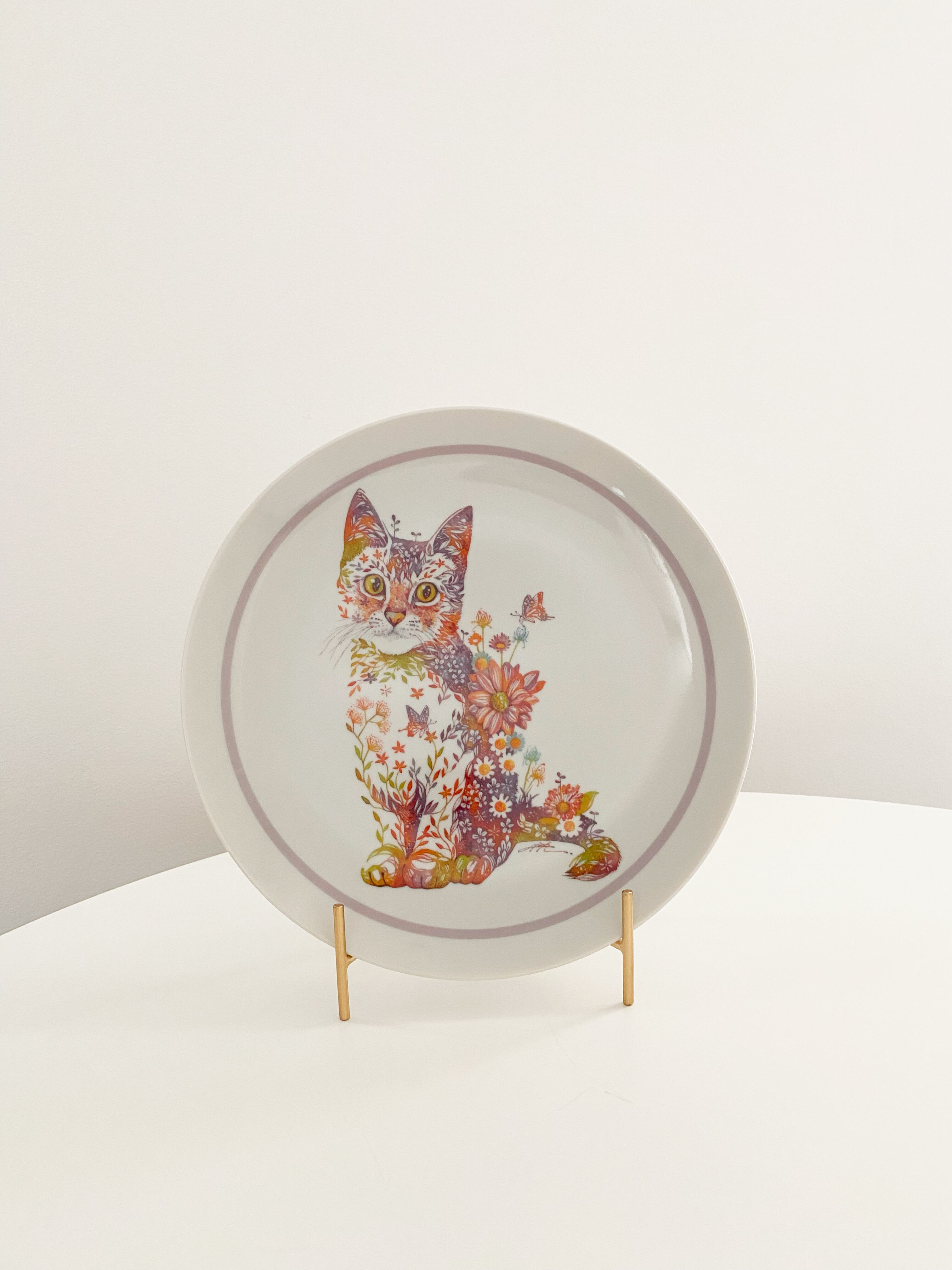 TAKEDA HIROKI】タケダヒロキ 九谷焼8寸プレート -花ネコ- | bpbp