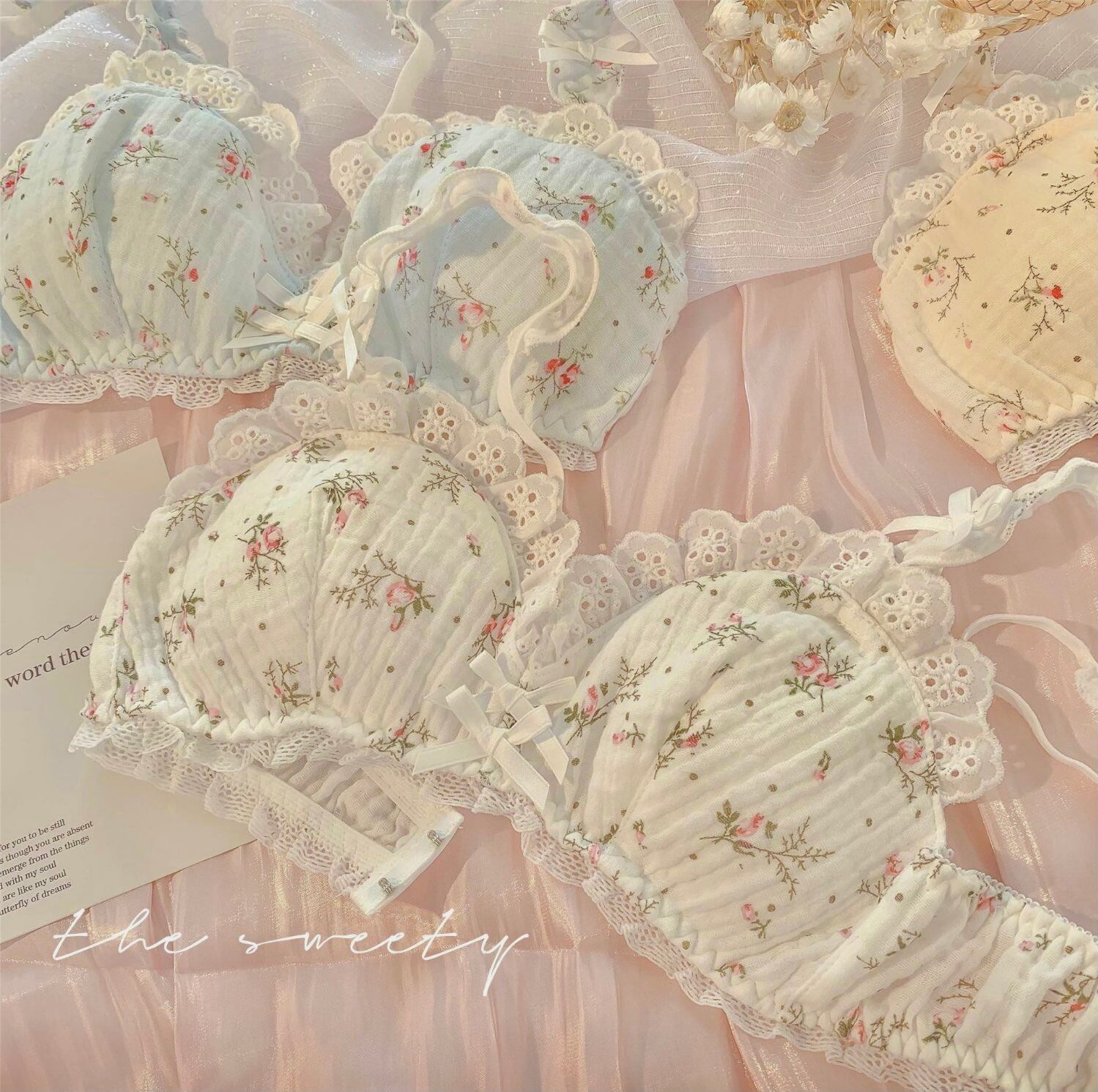 フレンチレース小花柄コットンブラセット MNT0012 | minette -大人