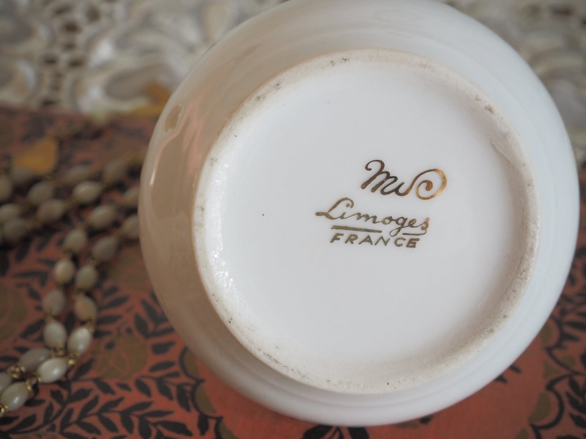 PORCELAINE de Limoges アンティークリモージュ 花柄キャンディbox