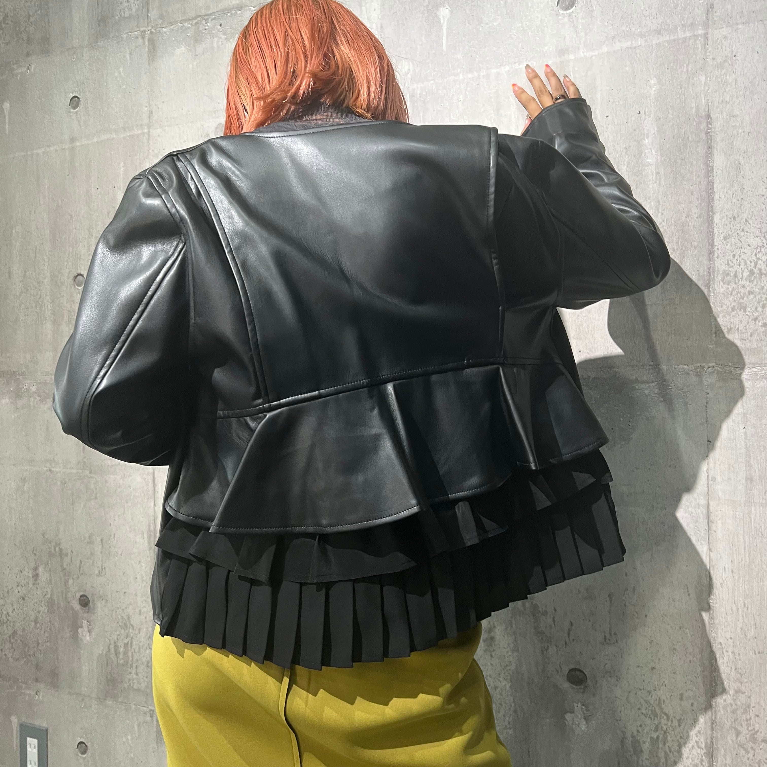 バックフリルフェイクレザーライダースJK | SLOVNENYA スロヴネンヤ