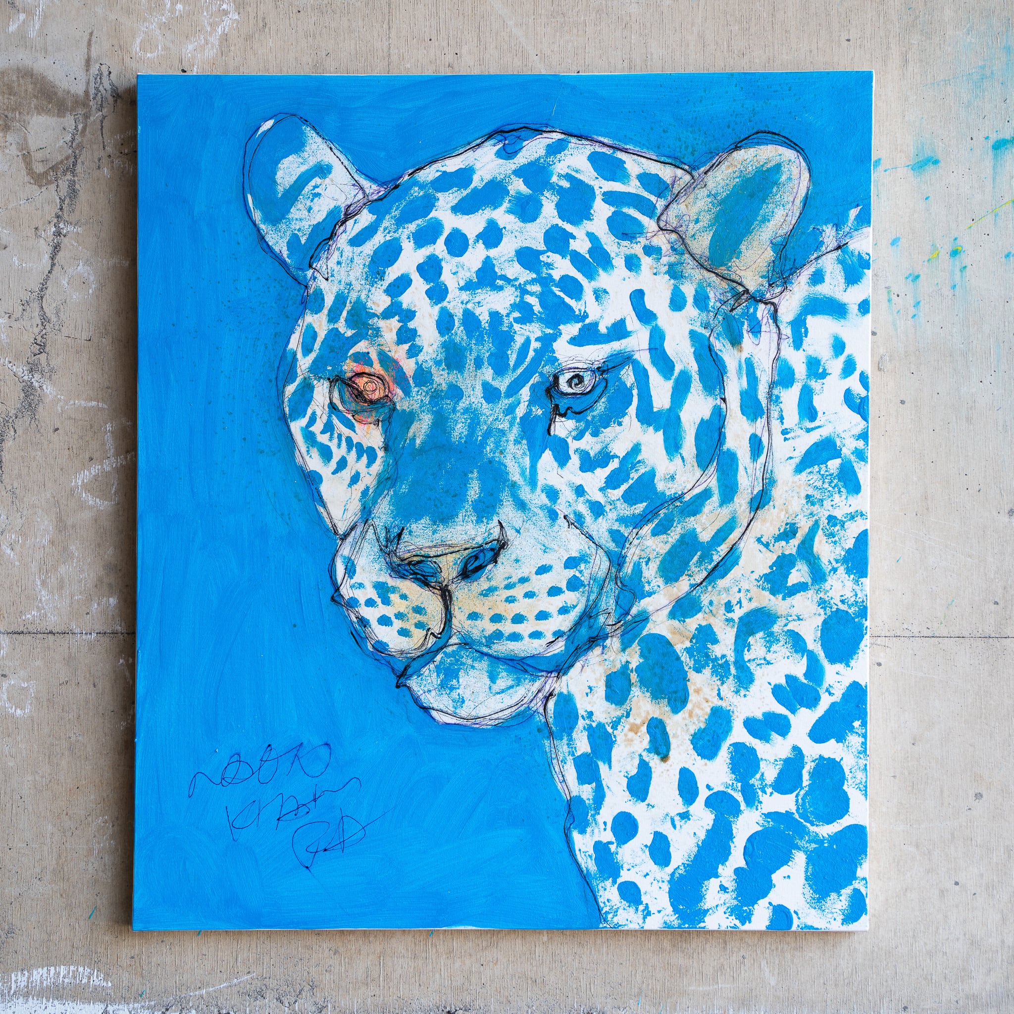 油彩原画『川•夏の終わり』 F10号 ミチ•スダ 油彩原画『川•夏の終わり