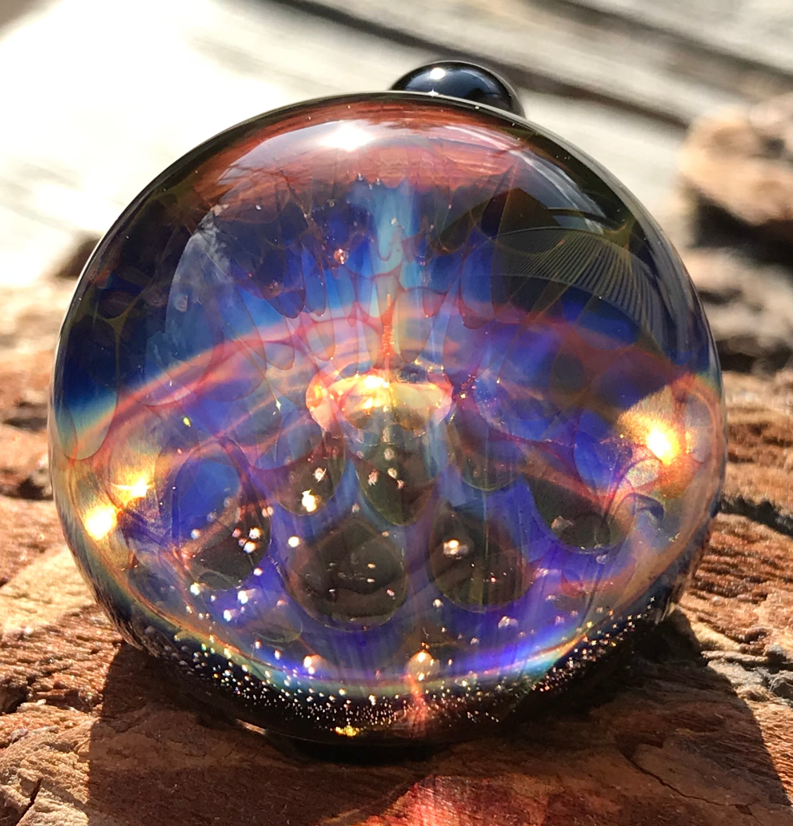 boroccus 立体幾何学ヒューミング模様 ボロシリケイトガラスペンダント