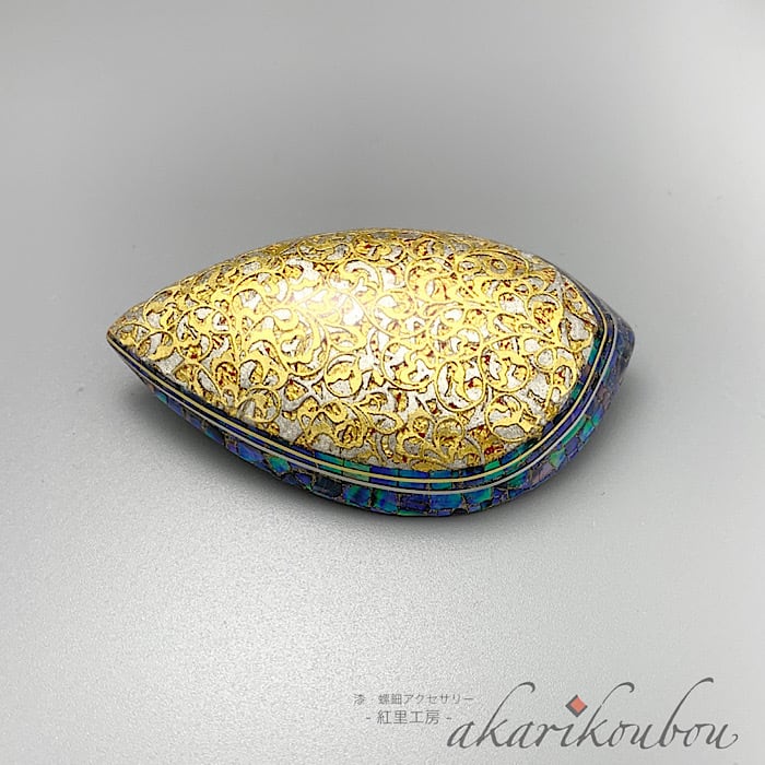 予約商品》金沢箔 螺鈿ブローチ 青貝螺鈿 純金箔 プラチナ箔 漆