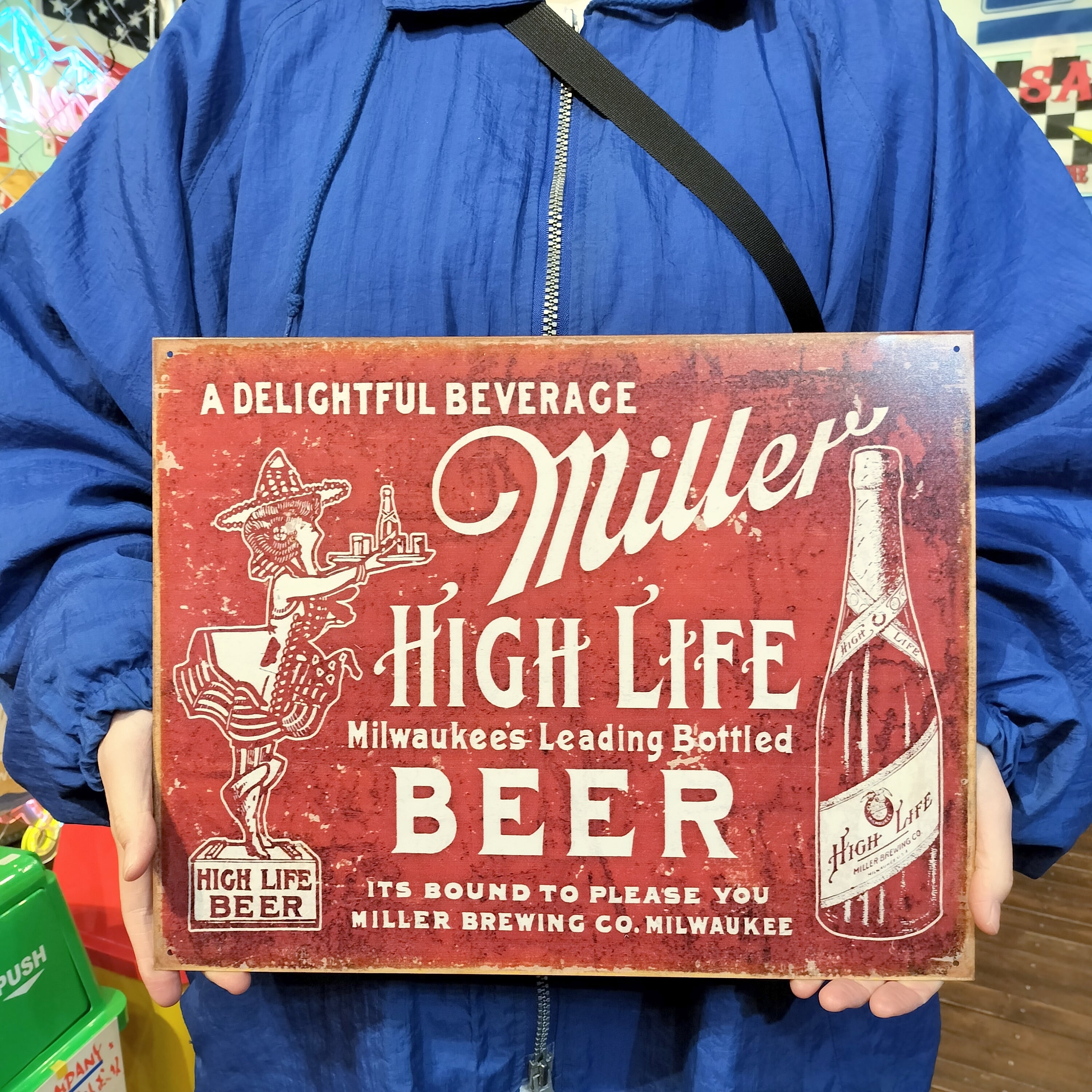 アメリカ製 サイン◇Miller ミラー ビール◇ブリキ看板 プレート