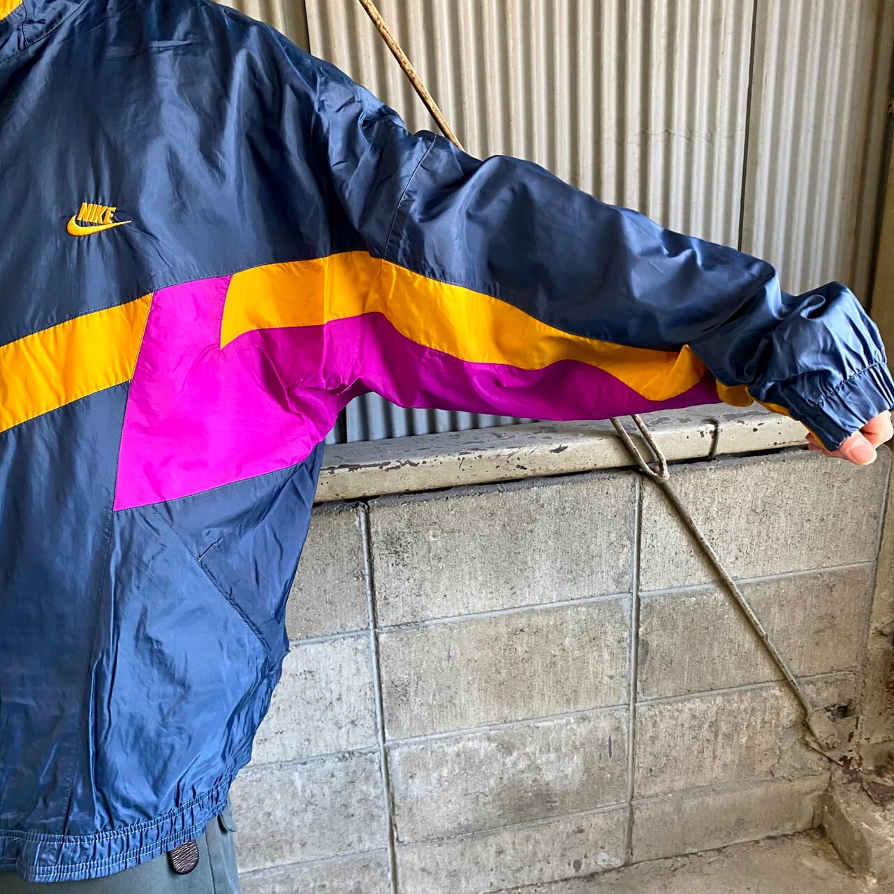 90年代 銀タグ NIKE ナイキ ナイロンジャケット メンズXL 古着 90s