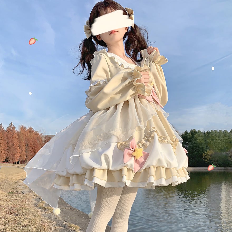 SEASONZ 甘ロリ 夢かわいい ワンピース 長袖 セーラー襟 リボン