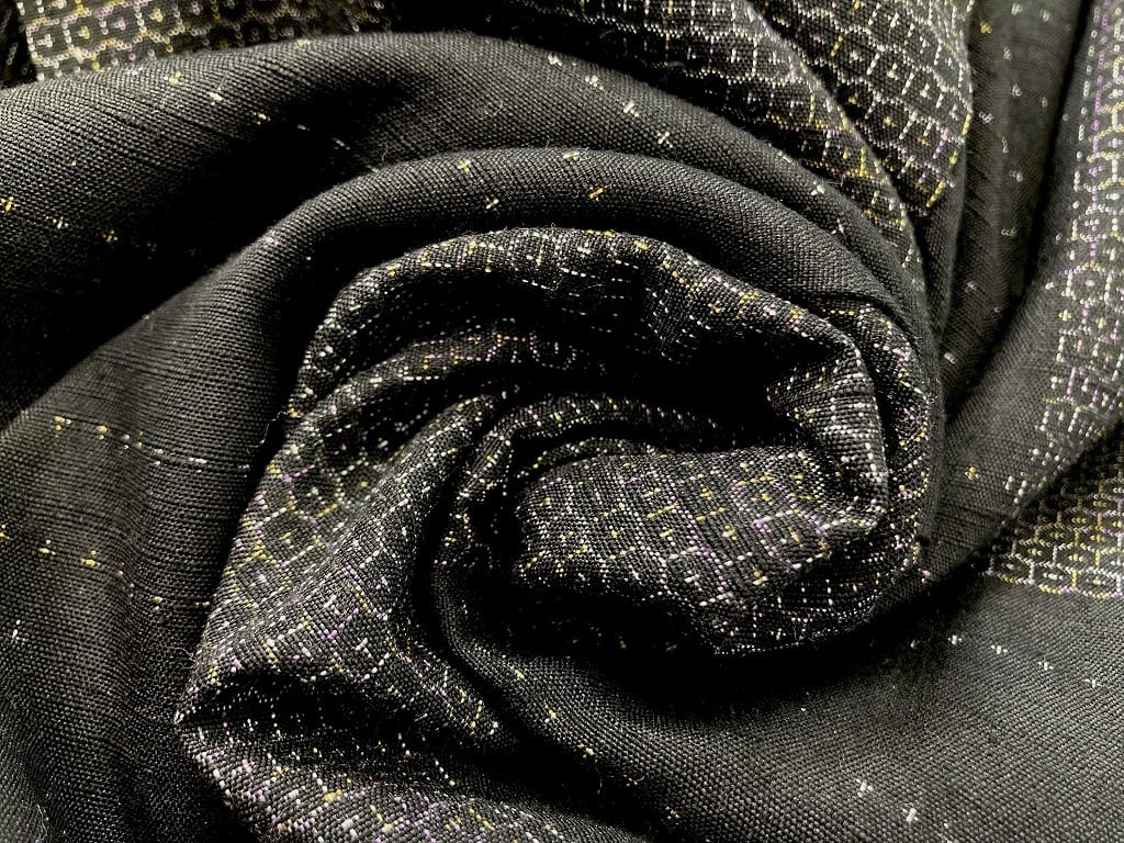 結織苑 本場結城玉紬 未使用 市松 小紋 正絹 黒 グレー 865 | kimono