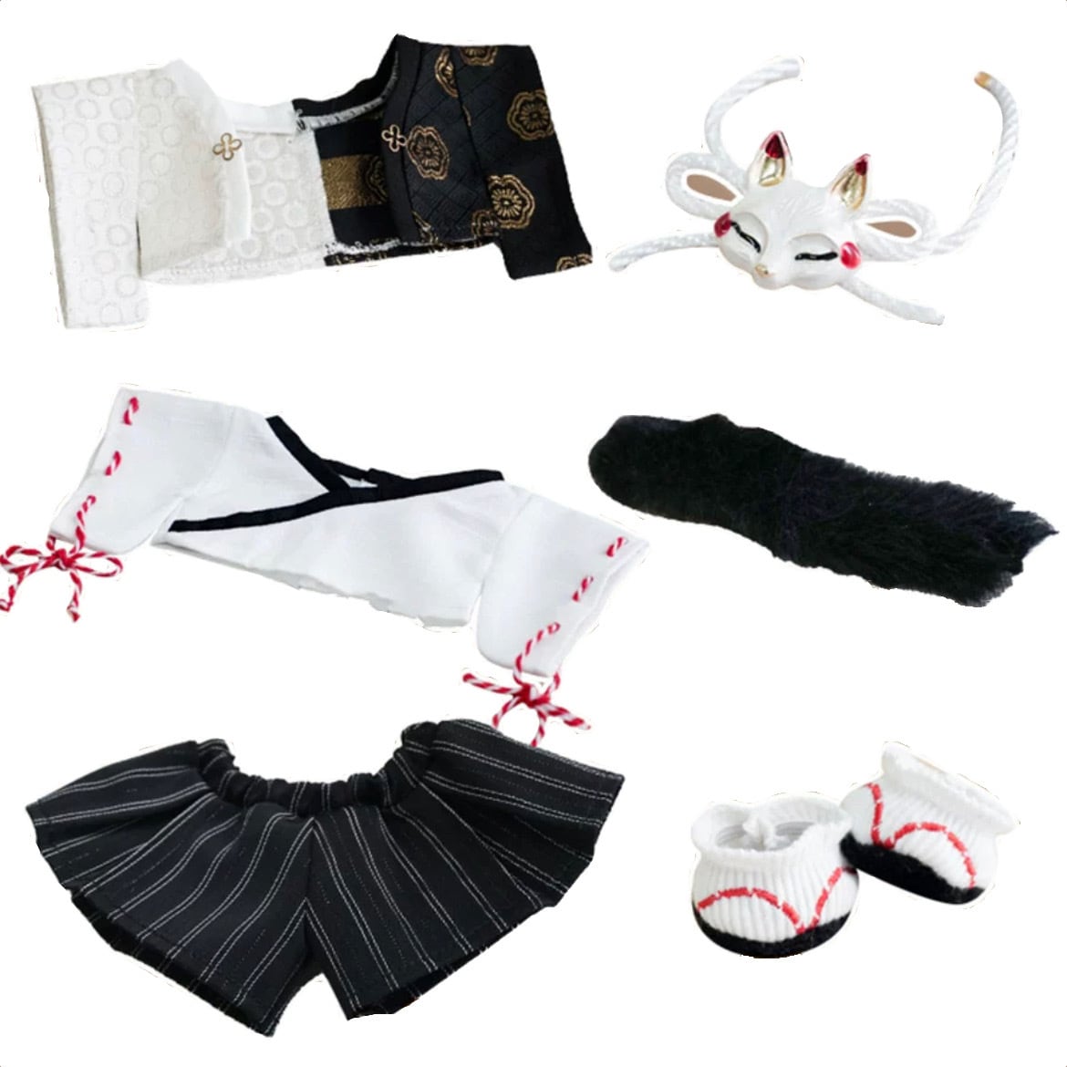 20cmぬいぐるみ用 着せ替えぬい服 ぬい服 狐の物語 着物 6点セット