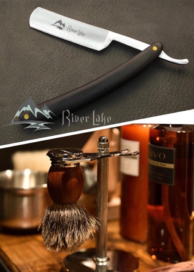 海外発送】River Lake Razor 西洋剃刀 × 革砥 セット 理容師 床屋