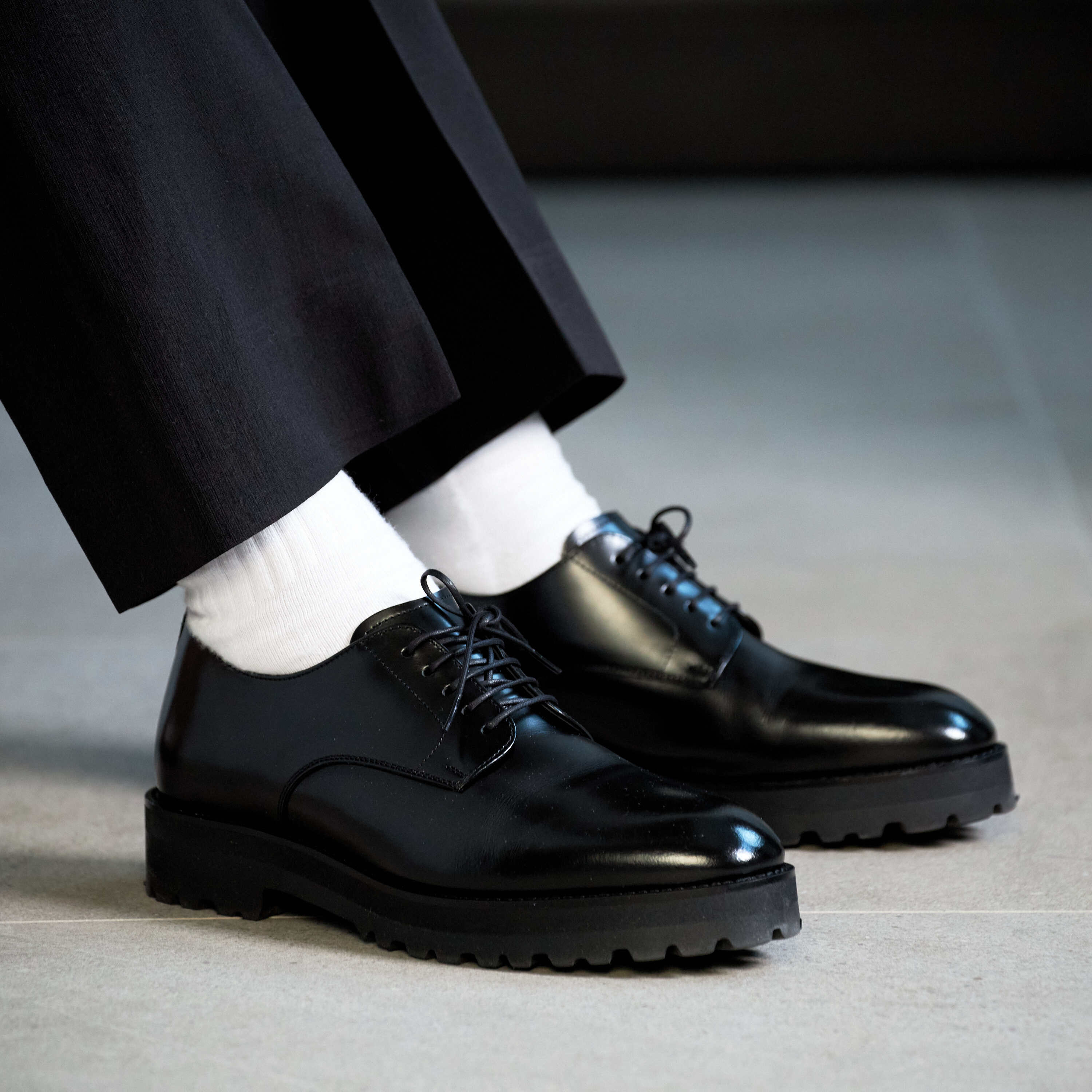 6cmUP シークレットシューズ〉ラウンドトゥ／黒 | 6cmアップのメンズ