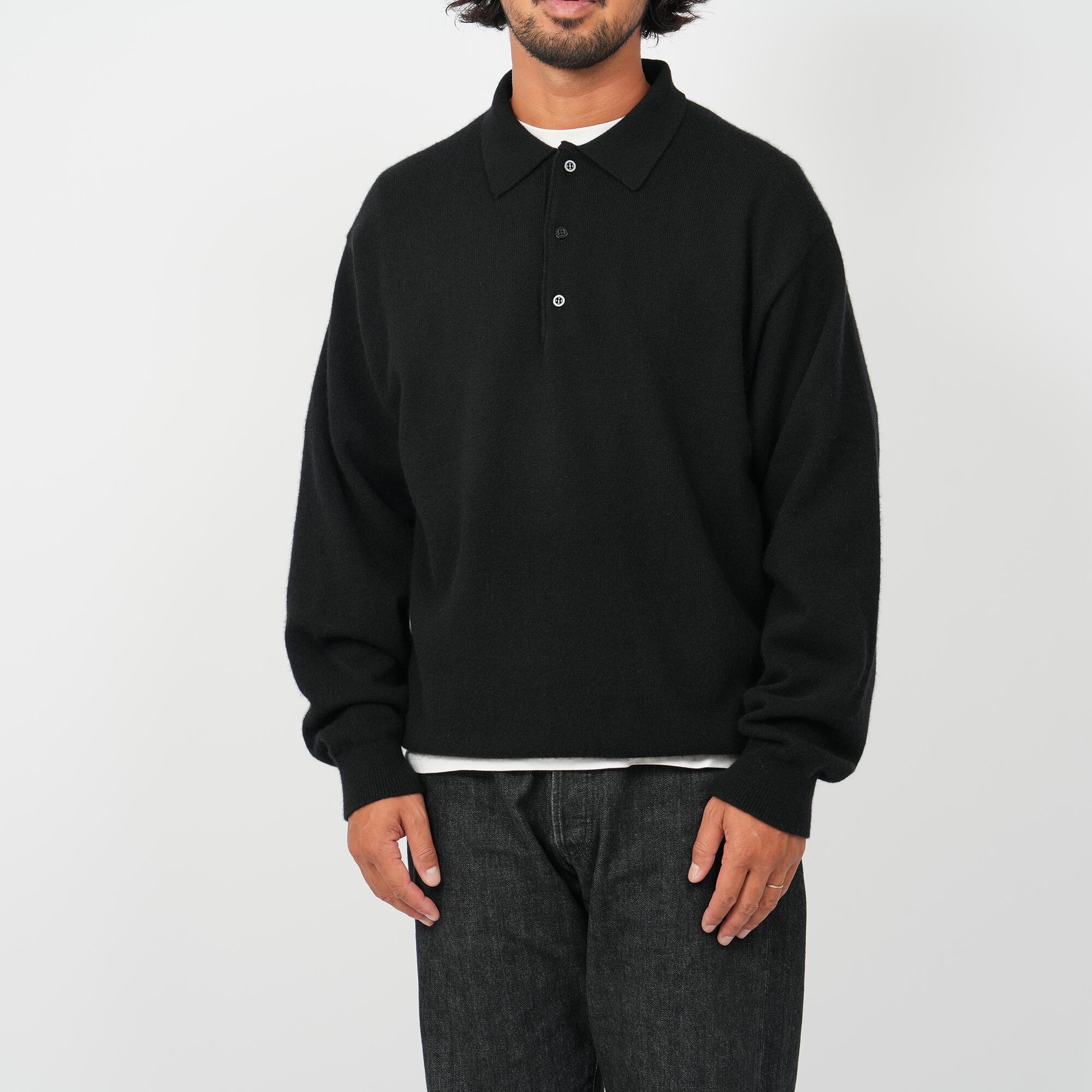 Wool Cashmere Warm Knit Polo | OVY