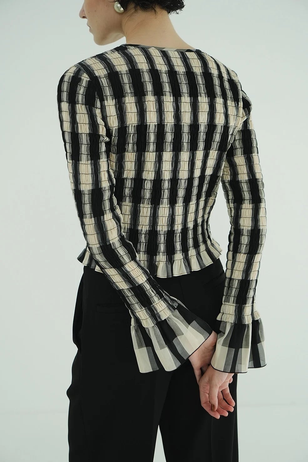 CLANE(クラネ) SHIRRING DESIGN BLOUSE MIX | サウスオレンジ｜メンズ