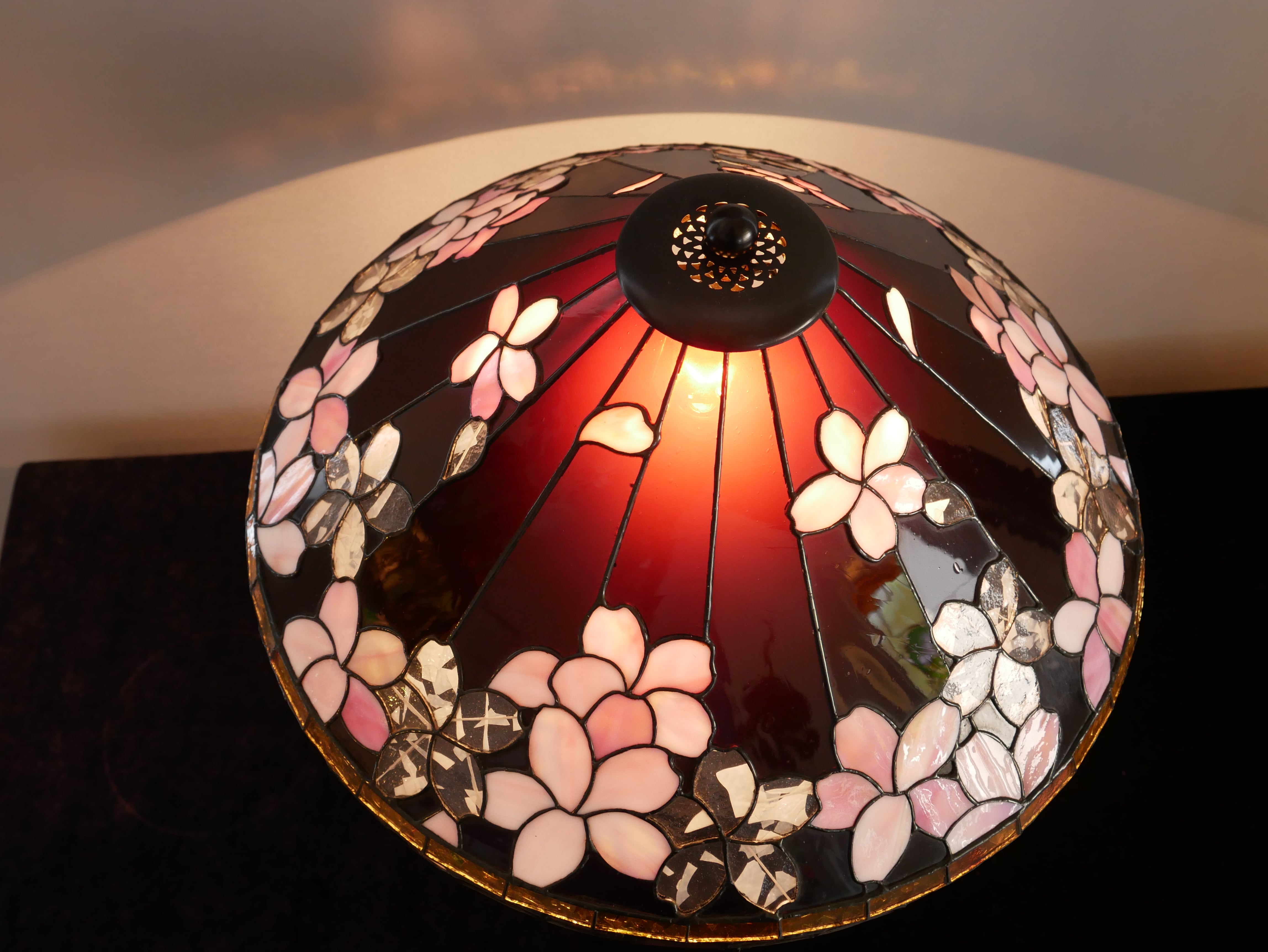 ステンドグラス】さくら 卓上 ランプ オリジナルデザイン 一点物 桜舞