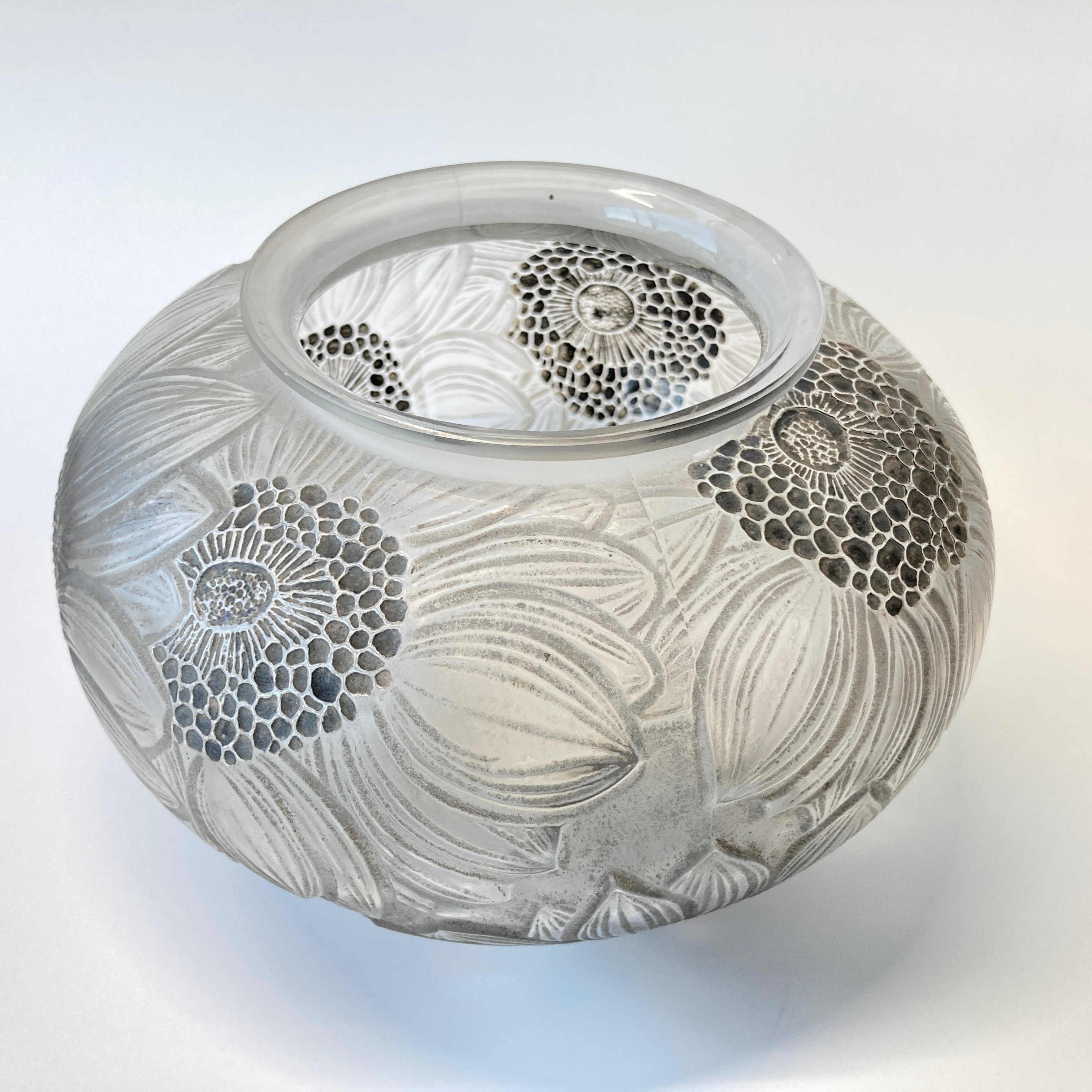 R.LALIQUE ルネ・ラリック「Dahlias」ダリア 菊文大花瓶 花 ベース