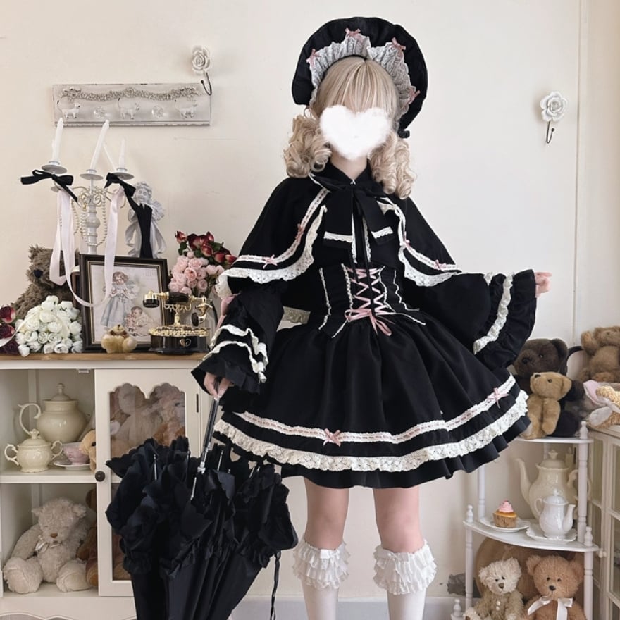 SEASONZ ゴスロリ セットアップ Doll Heart 3点セット ケープ 半袖