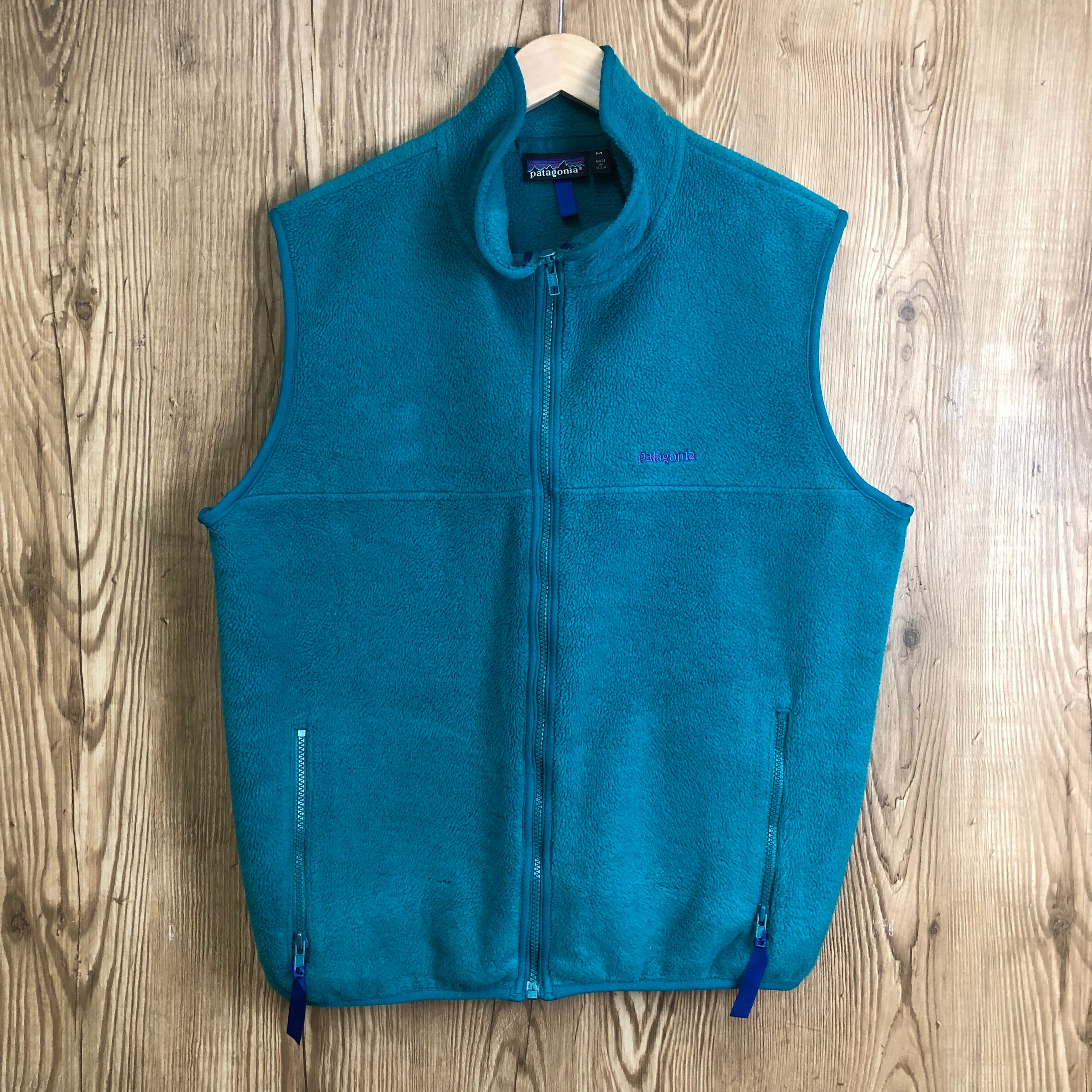 USA製 90s Patagonia パタゴニア フリースベスト 刺繍タグ サイズ