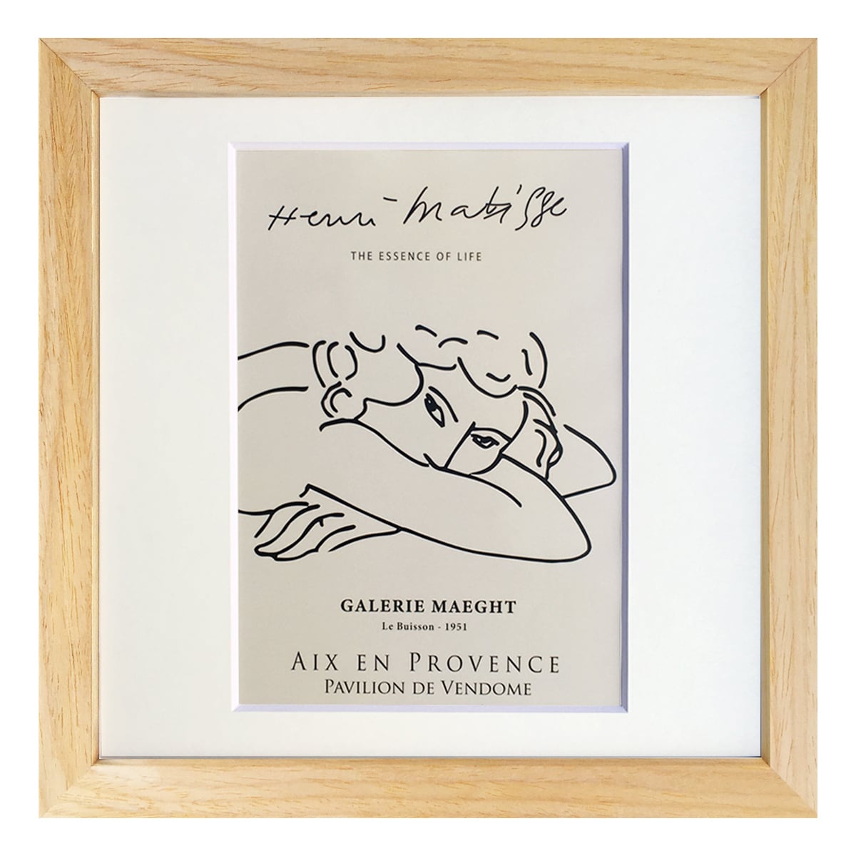 額縁付き] アンリ・マティス「Head and Arms of Reclining Nude