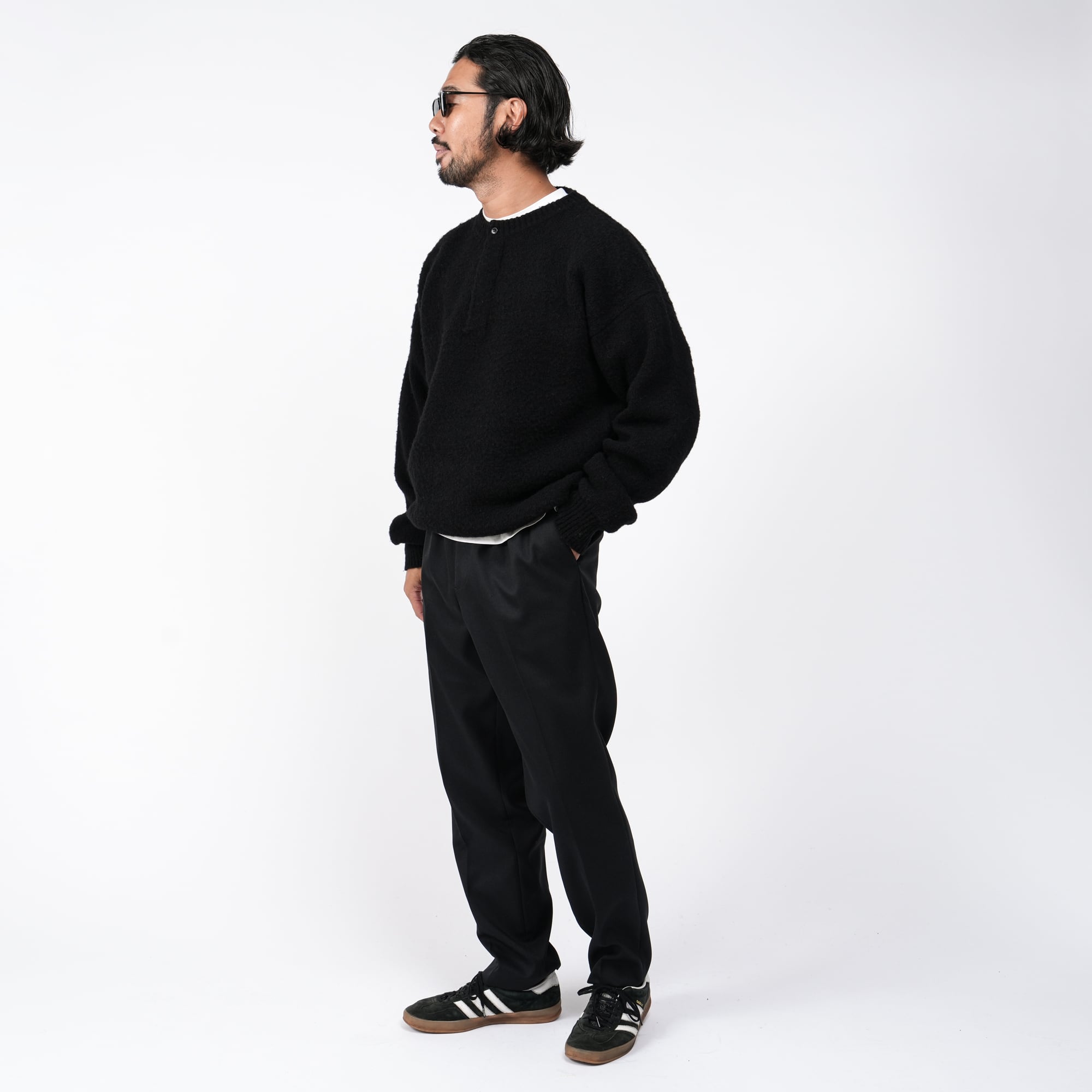 KAJA WOOL AIR YARN HENLEY NECK KNIT | KAJA