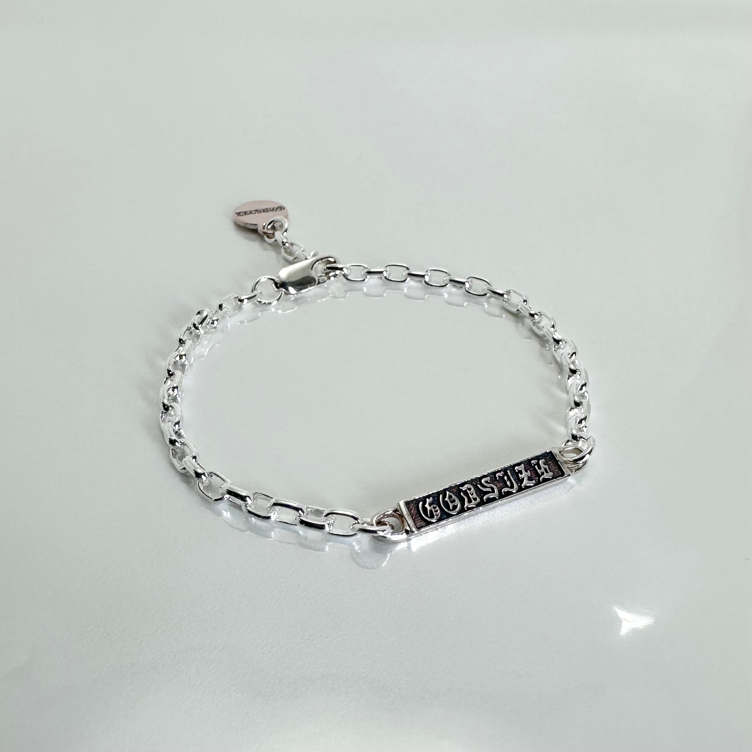 GODSIZE® I.D. TAG with #2 CHAIN BRACELET with pink silver CIRCLE