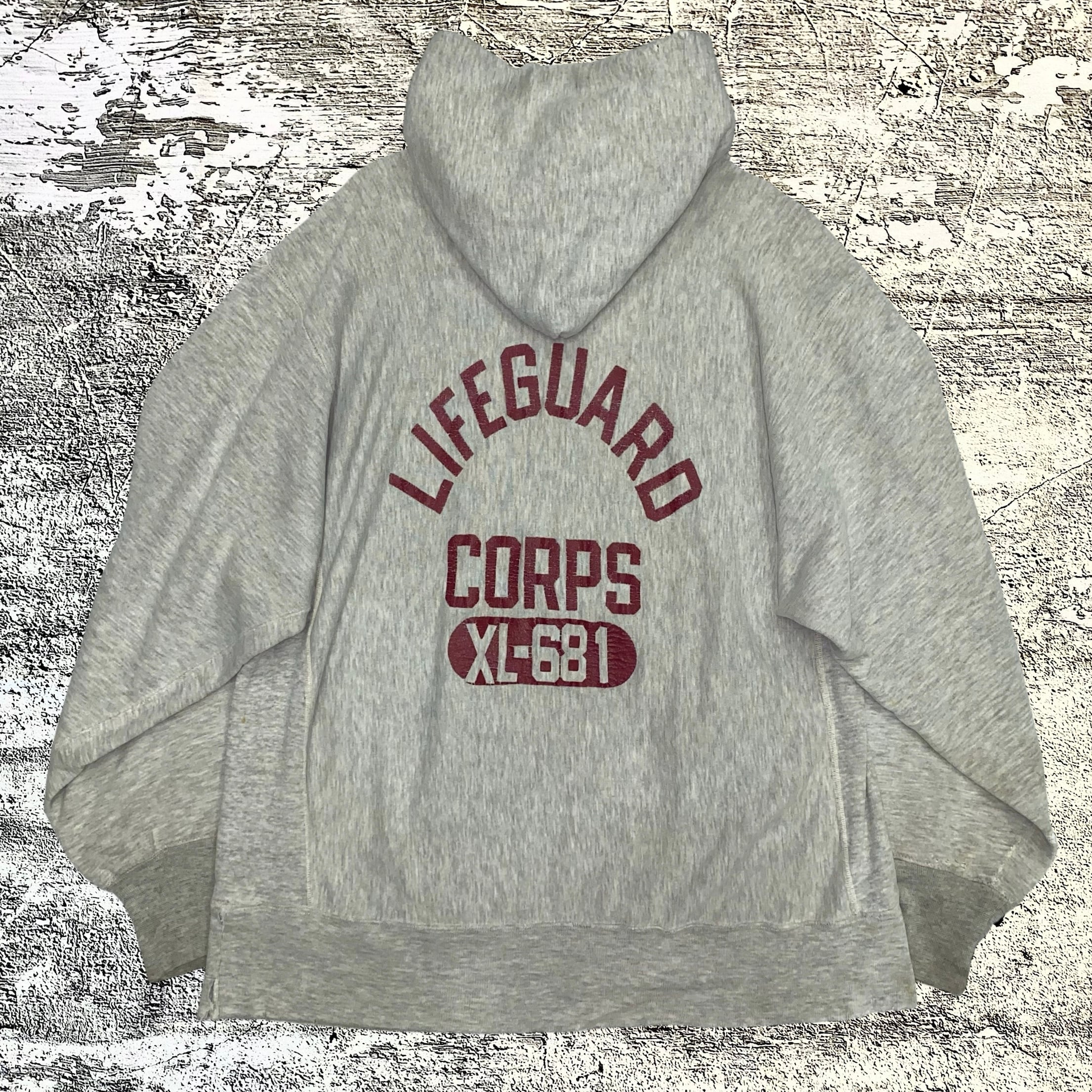 80s Champion LIFE GUARD 襤褸 BORO REVERSE WEAVE グレー スウェット