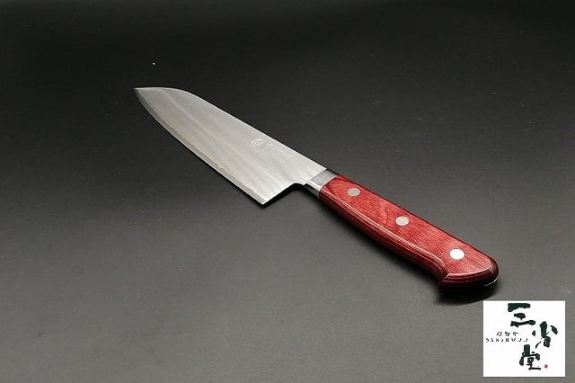 三徳 高村刃物製作所製 粉末ハイス鋼 口金付 170mm(Santoku Knife