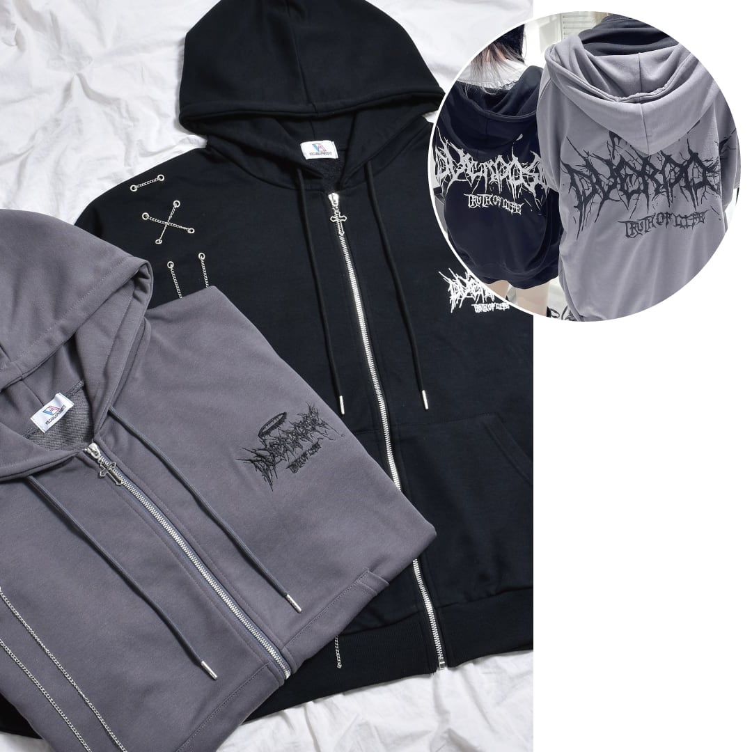渋谷店で人気！】サブカル刺繍☆チェーンZIPパーカー | VOLCAN&APHRODITE