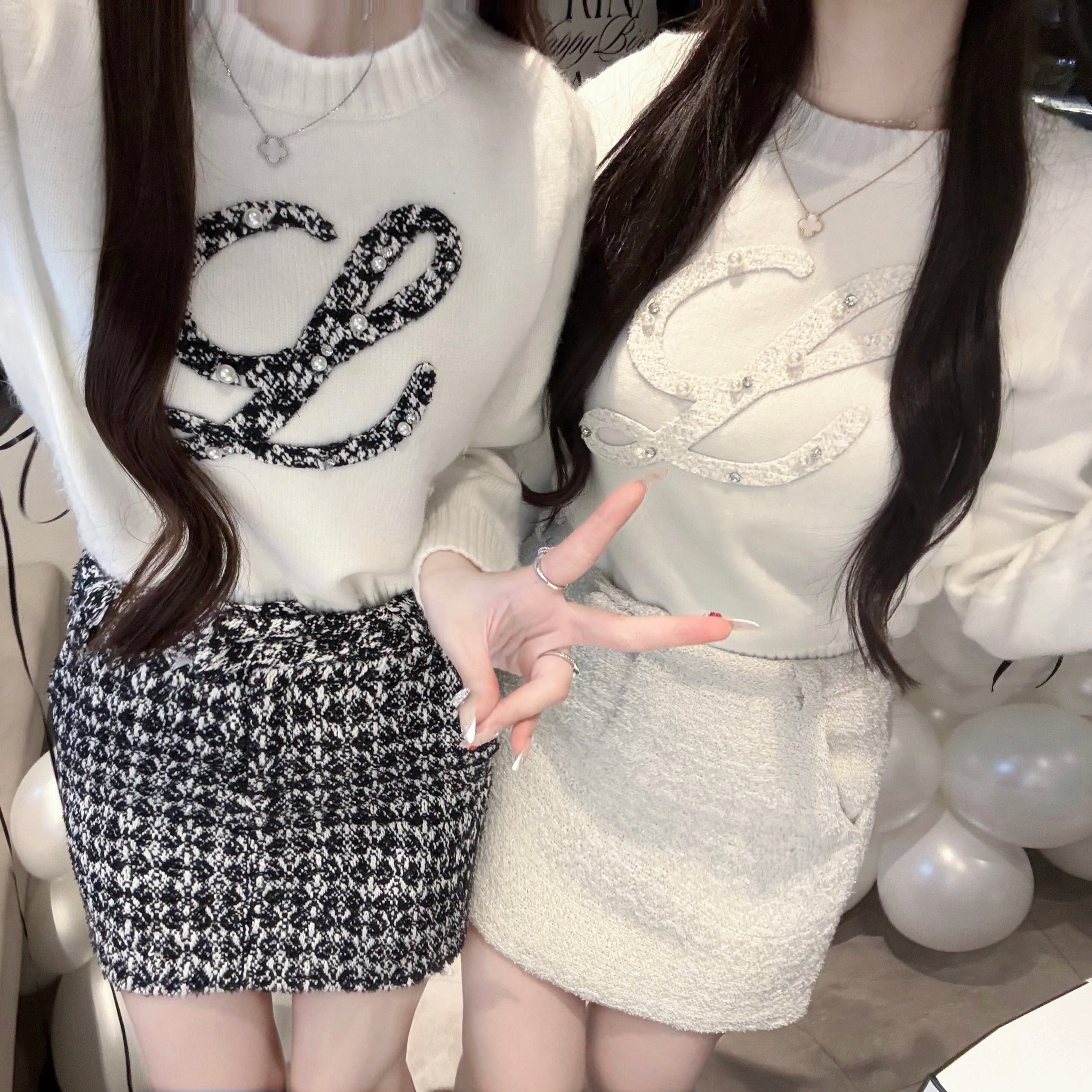 Lumignon original ♥ L holiday tweed knit【ブラック】 | Lumignon