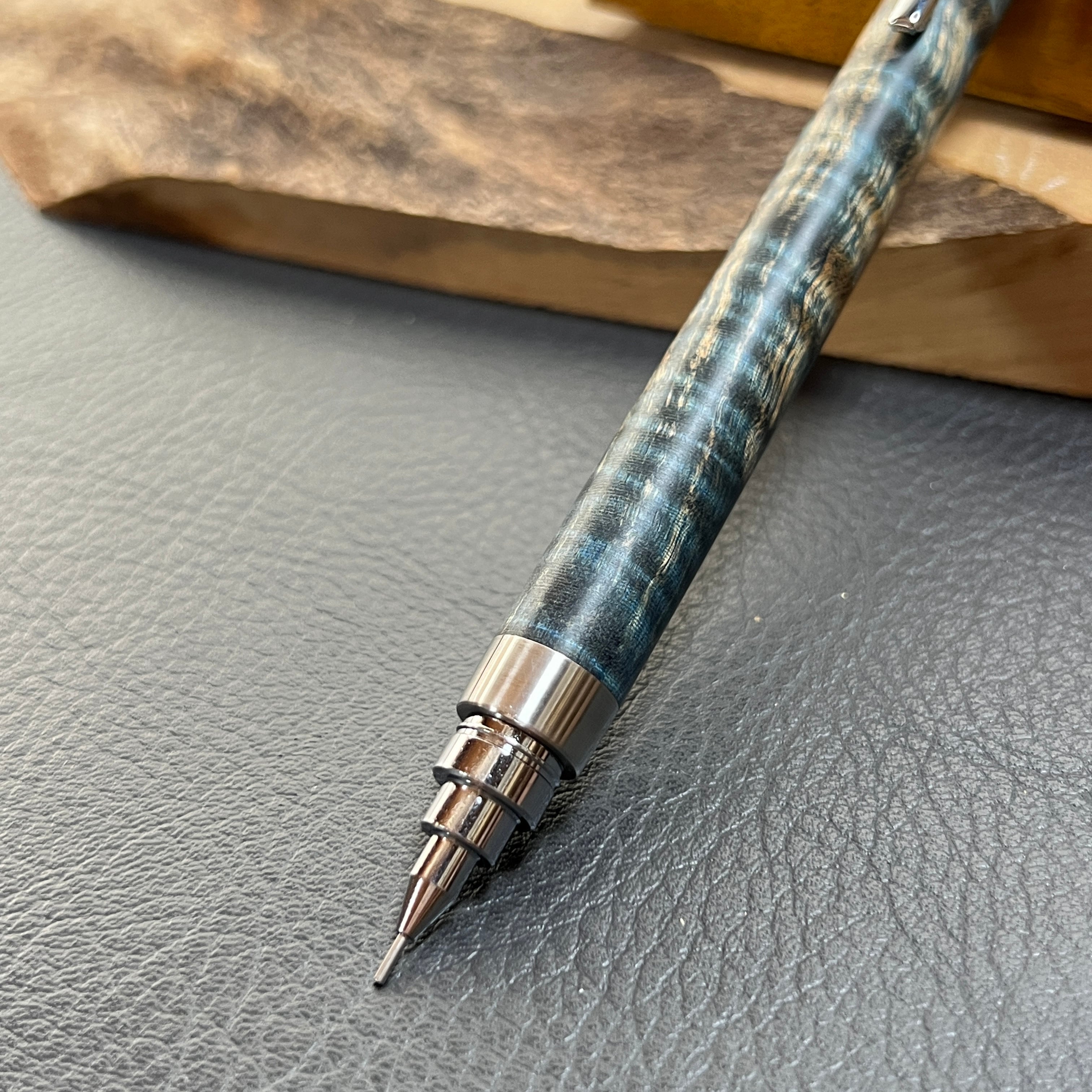 43栃縮杢スタビ 木製シャーペン 最強低重心 ステンレス | handwood