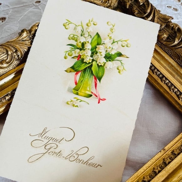 フランス アンティークポストカード すずらんの花 未使用 [s058f