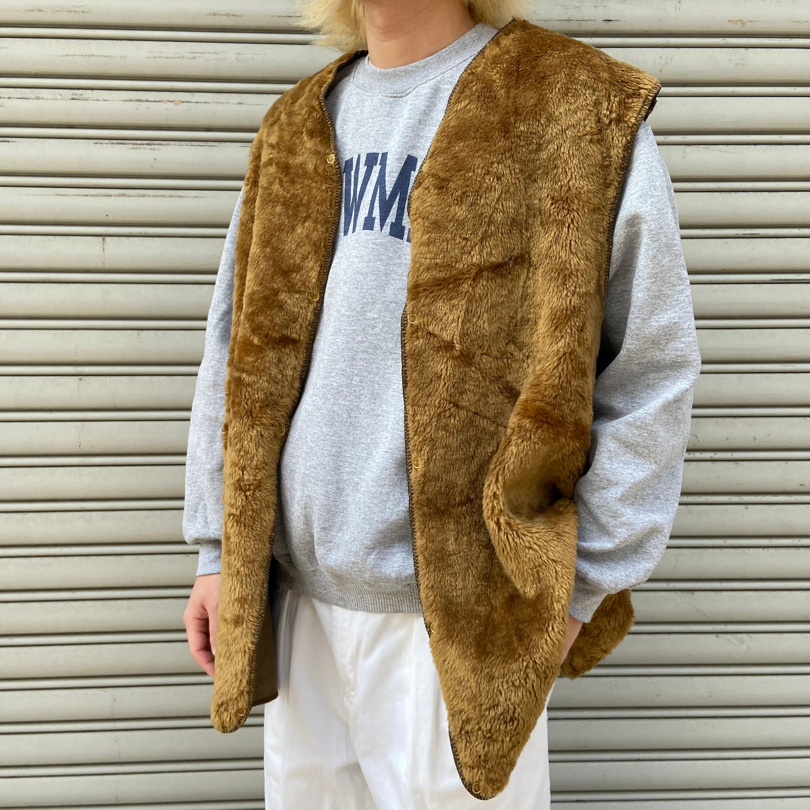 Barbour バブアー ボアライナーベスト リバーシブル ブラウン XL相当