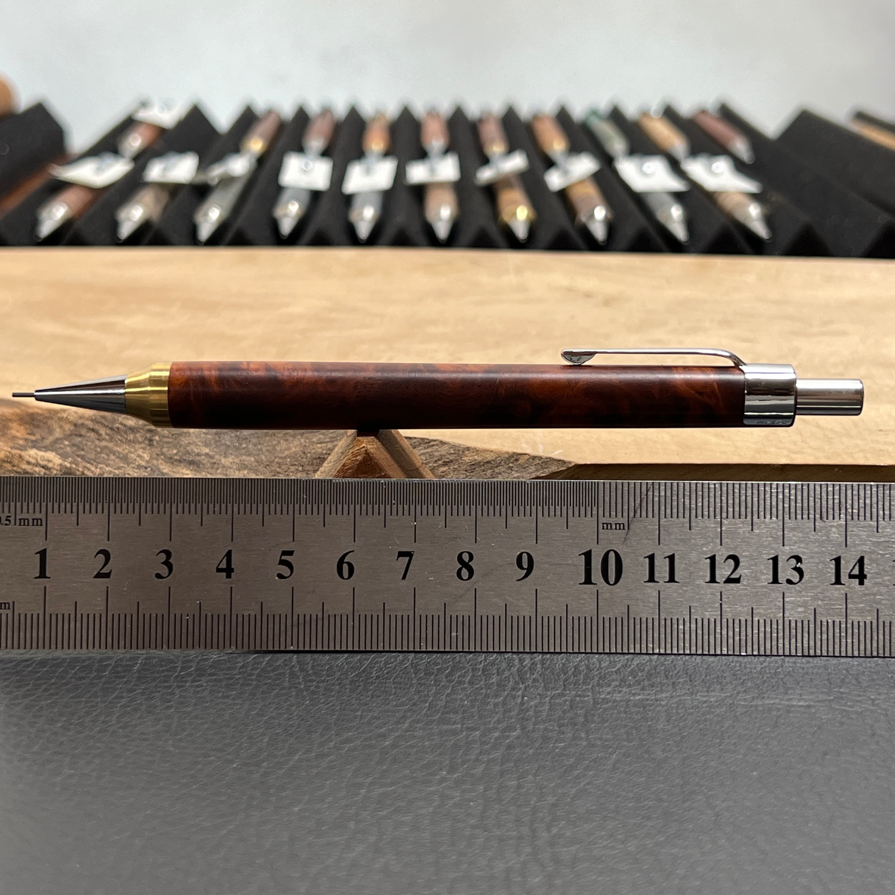 115花梨瘤 木製シャーペン 強低重心ダブルR 真鍮 26花梨瘤濃色 木製