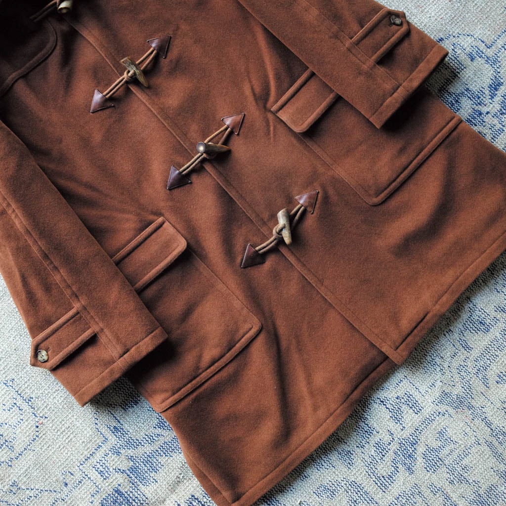 HERMES カシミアヘリンボーンダッフルコート アンゴラ キャメル 1990