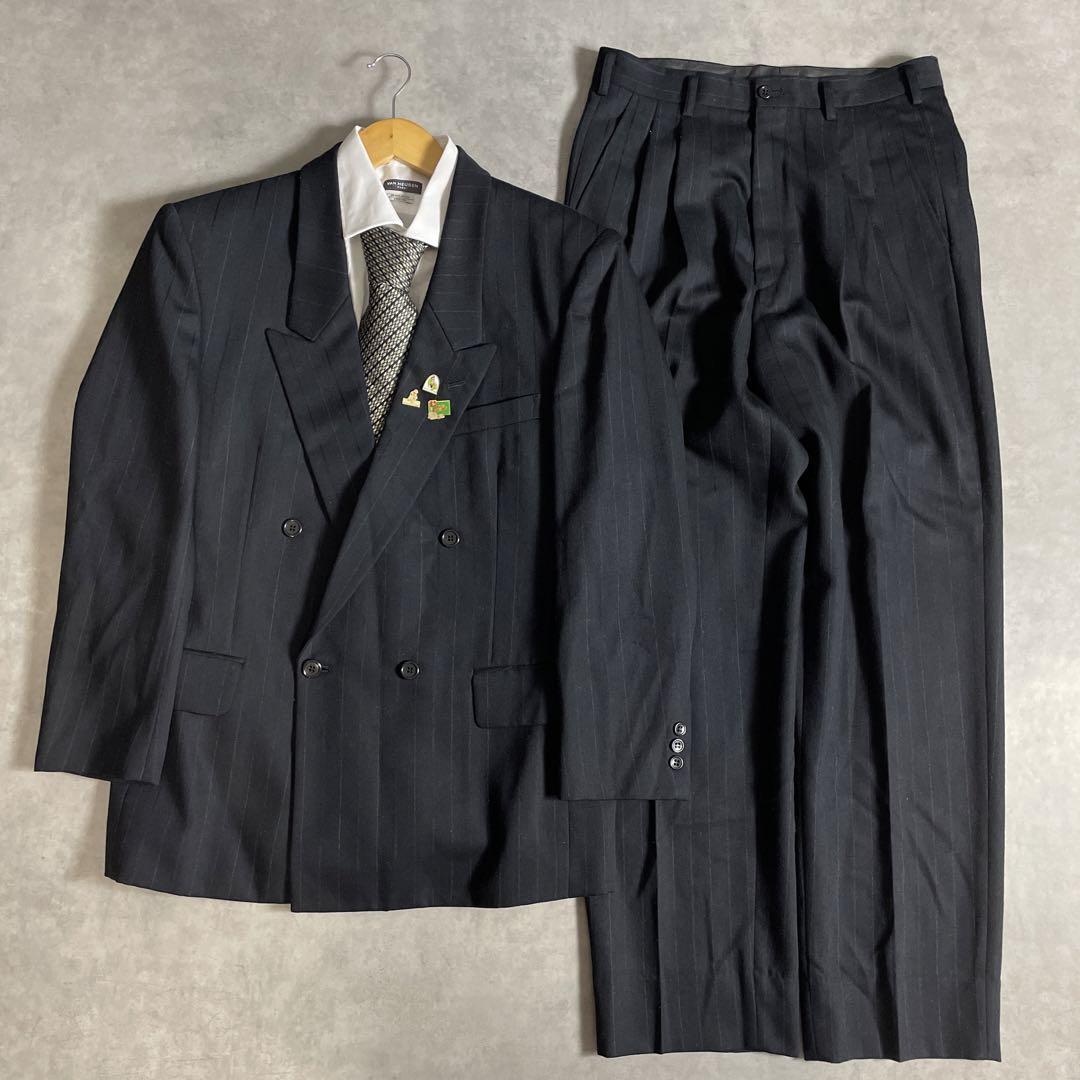 80s-90s スーツ ダブル セットアップ成人式vol.180 黒緑 | Flog.