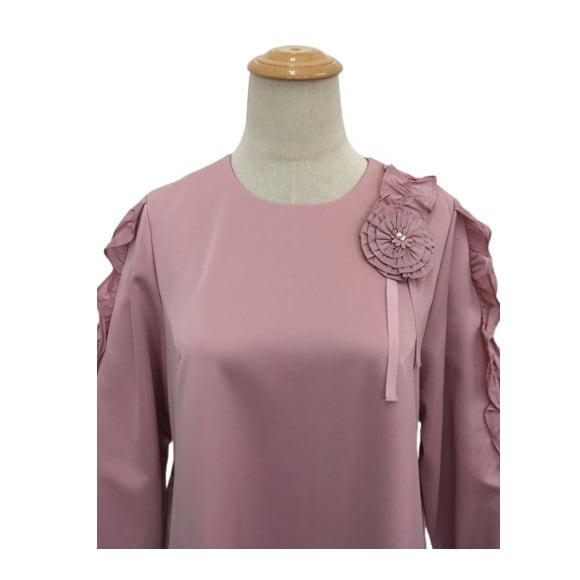 スーパービューティー ワンピース袖フリル ダンボールニット タフタ