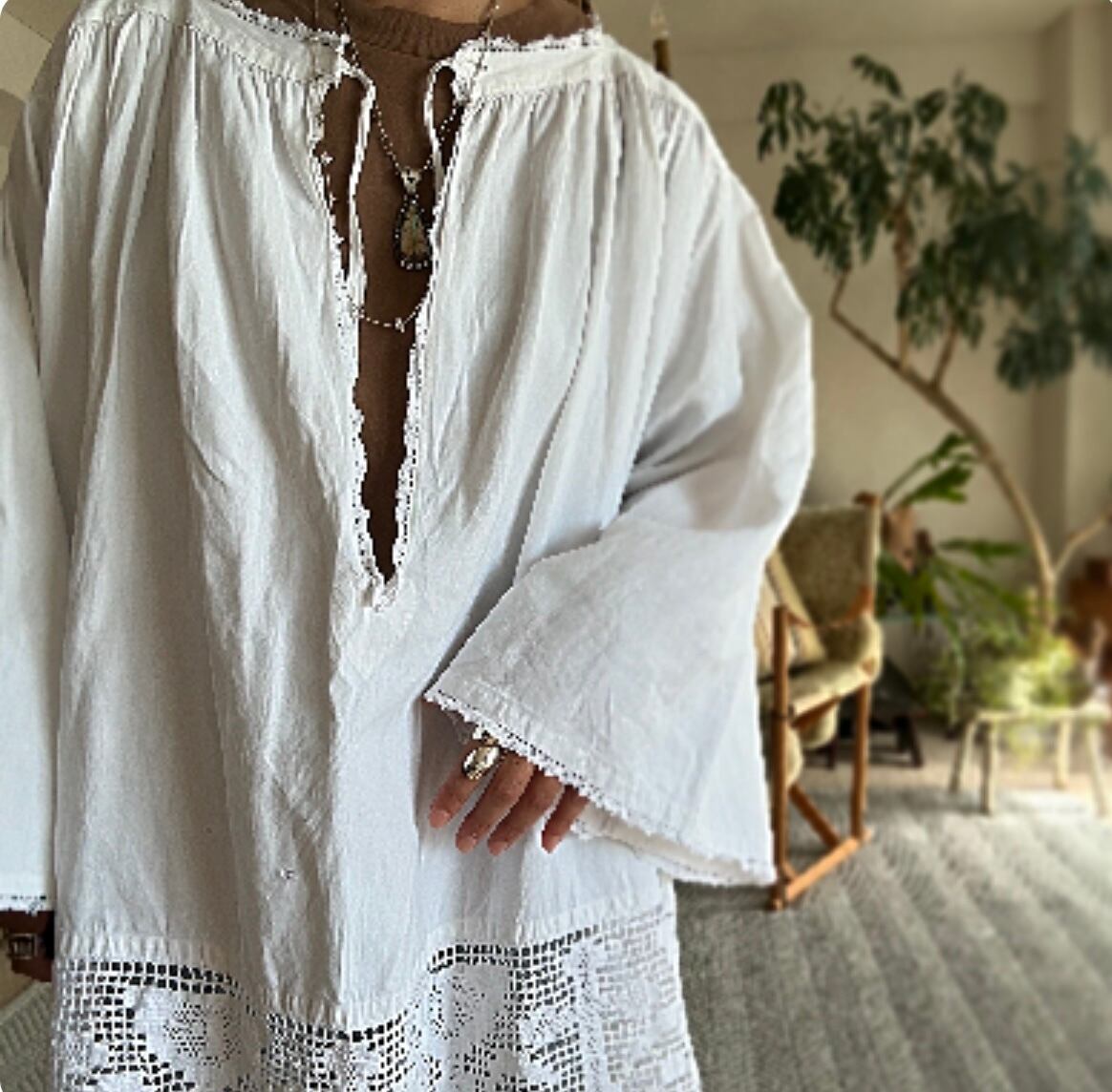 アンティークチャーチスモック ミドル | Lucy vintage silver