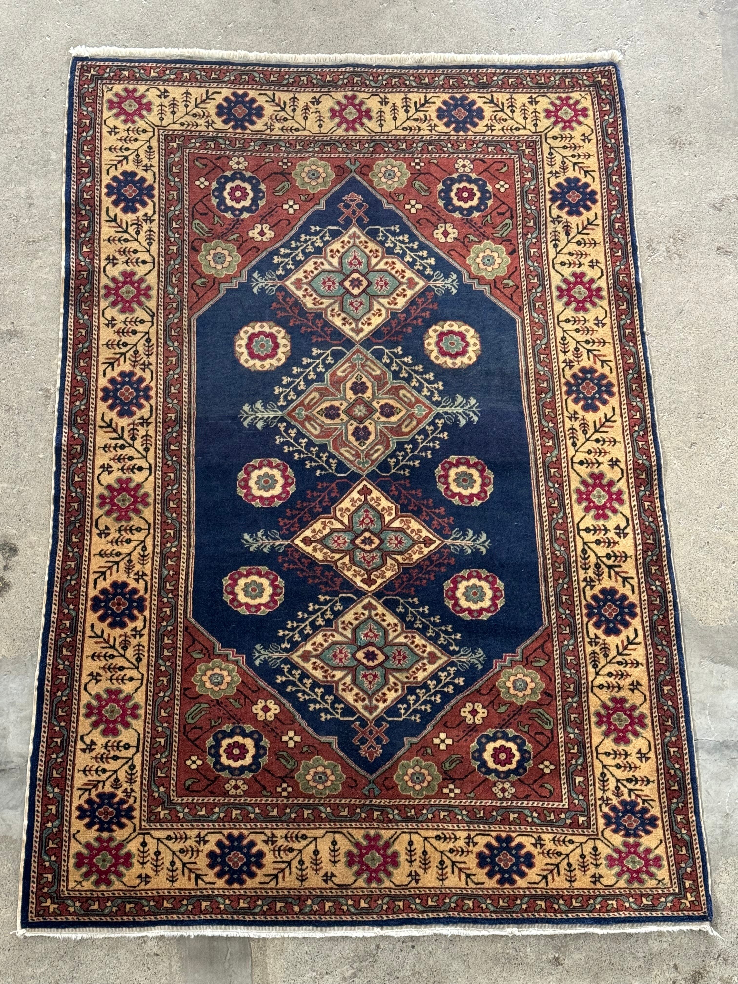 トルコヴィンテージラグ マスタードイエロー115cm×52cm トルコラグ