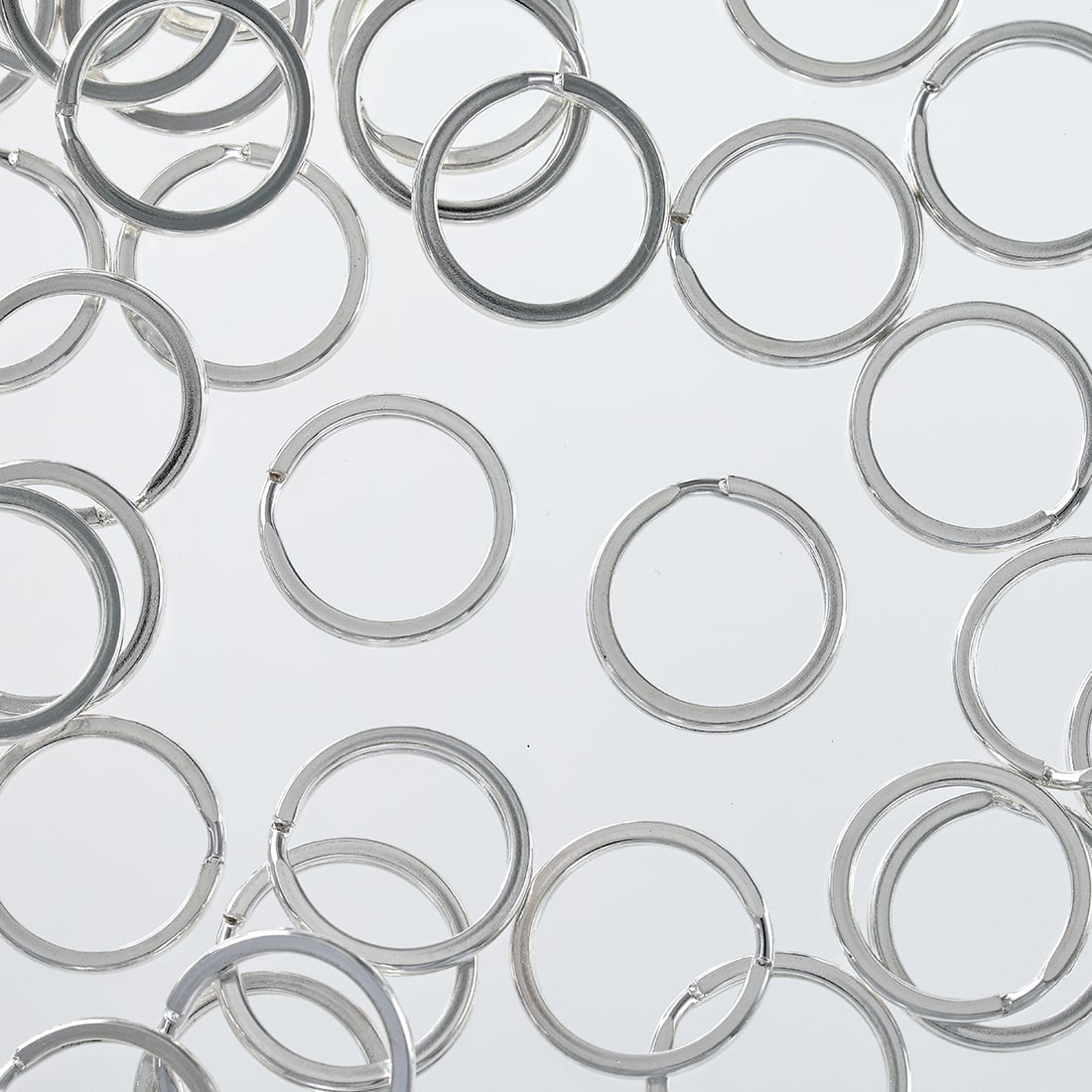 平キーリング 20mm シルバー 50個 白銀 二重リング キーホルダー