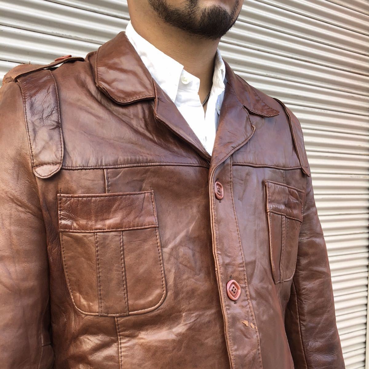 70s カナダ製 ヴィンテージ レザージャケット ボルドー 60s ラムスキン