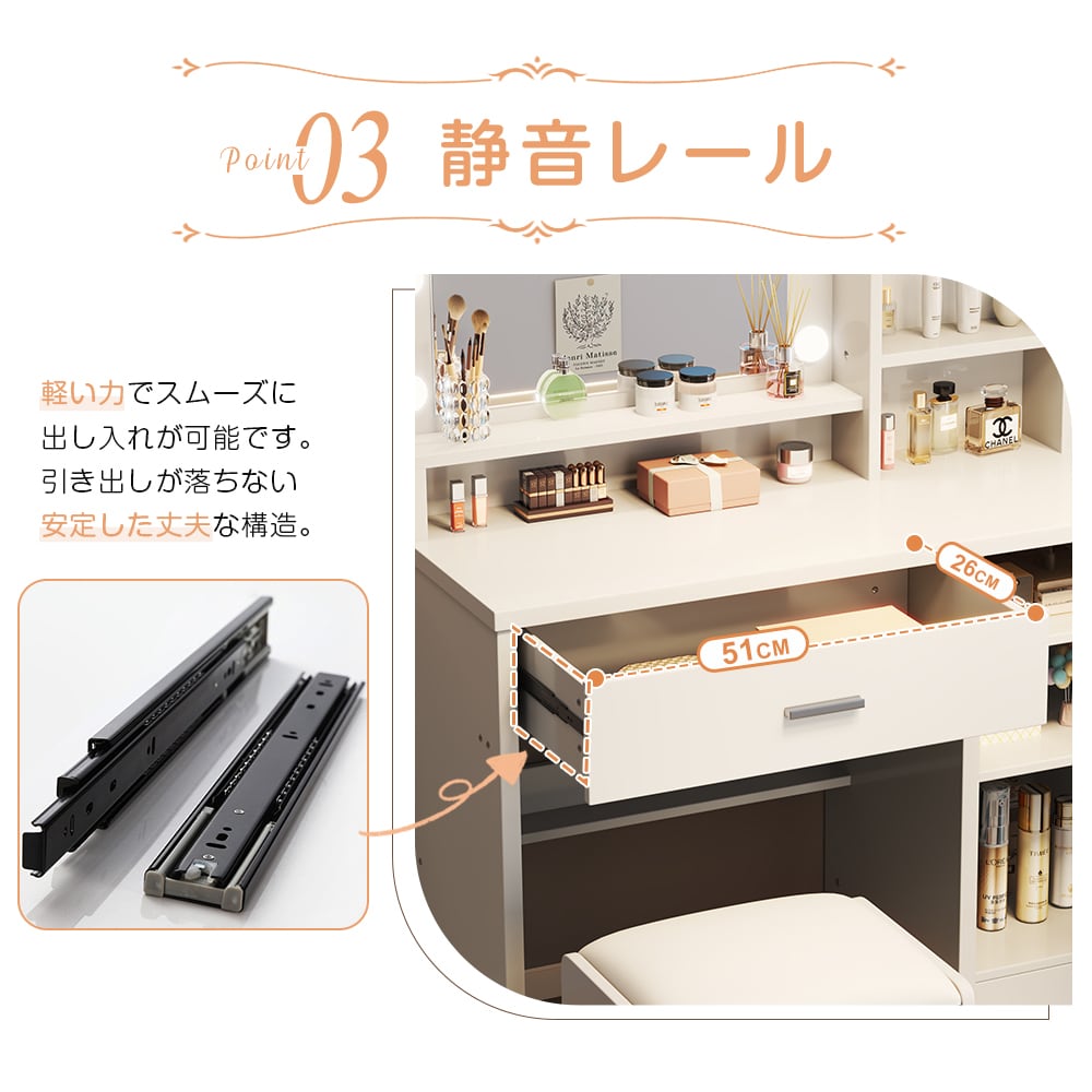 1000円クーポン付き】 ドレッサー おしゃれ コンパクト 3色LEDライト