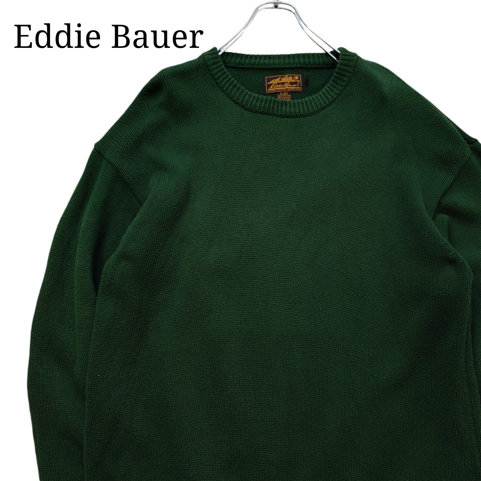 80s】Eddie Bauer エディーバウアー コットンニット 黒タグ 緑
