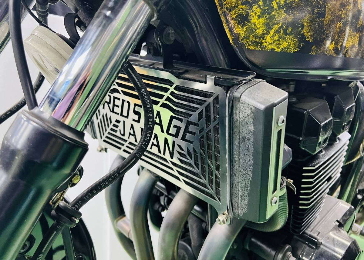 オリジナル ZRX400 ラジエーターカバー 鏡面ステンレス ドレスアップ A