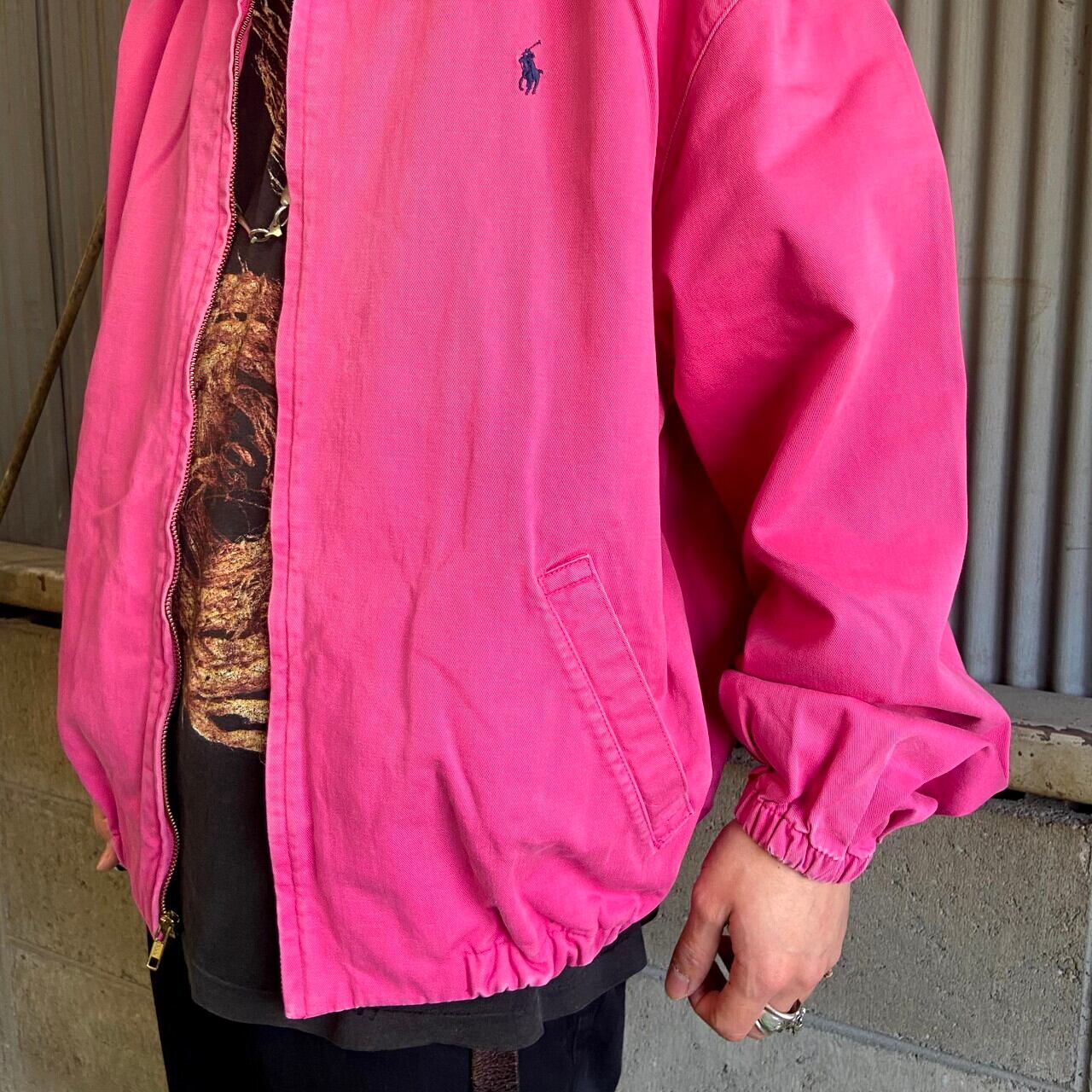 90年代 ラルフローレン スイングトップ ピンク メンズXL 古着 90S