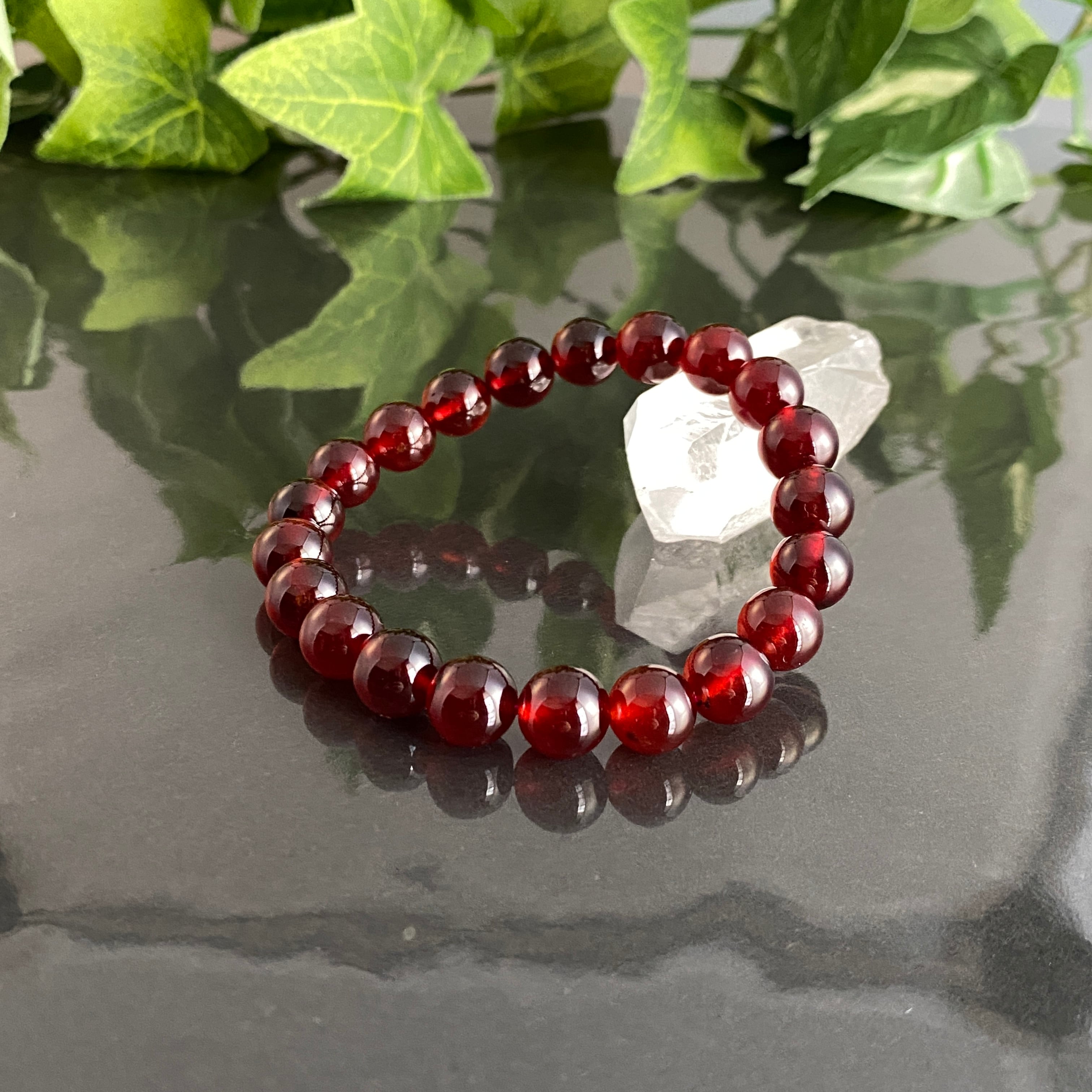 高品質】ヘソナイトガーネット☆朱色☆431-1天然石ブレスレット