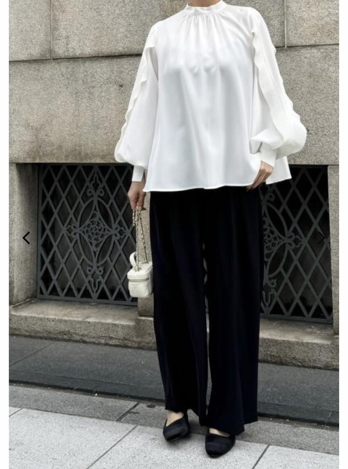 ☆大人気☆再販☆ 袖プリーツデザインジョーゼット2WAYブラウス