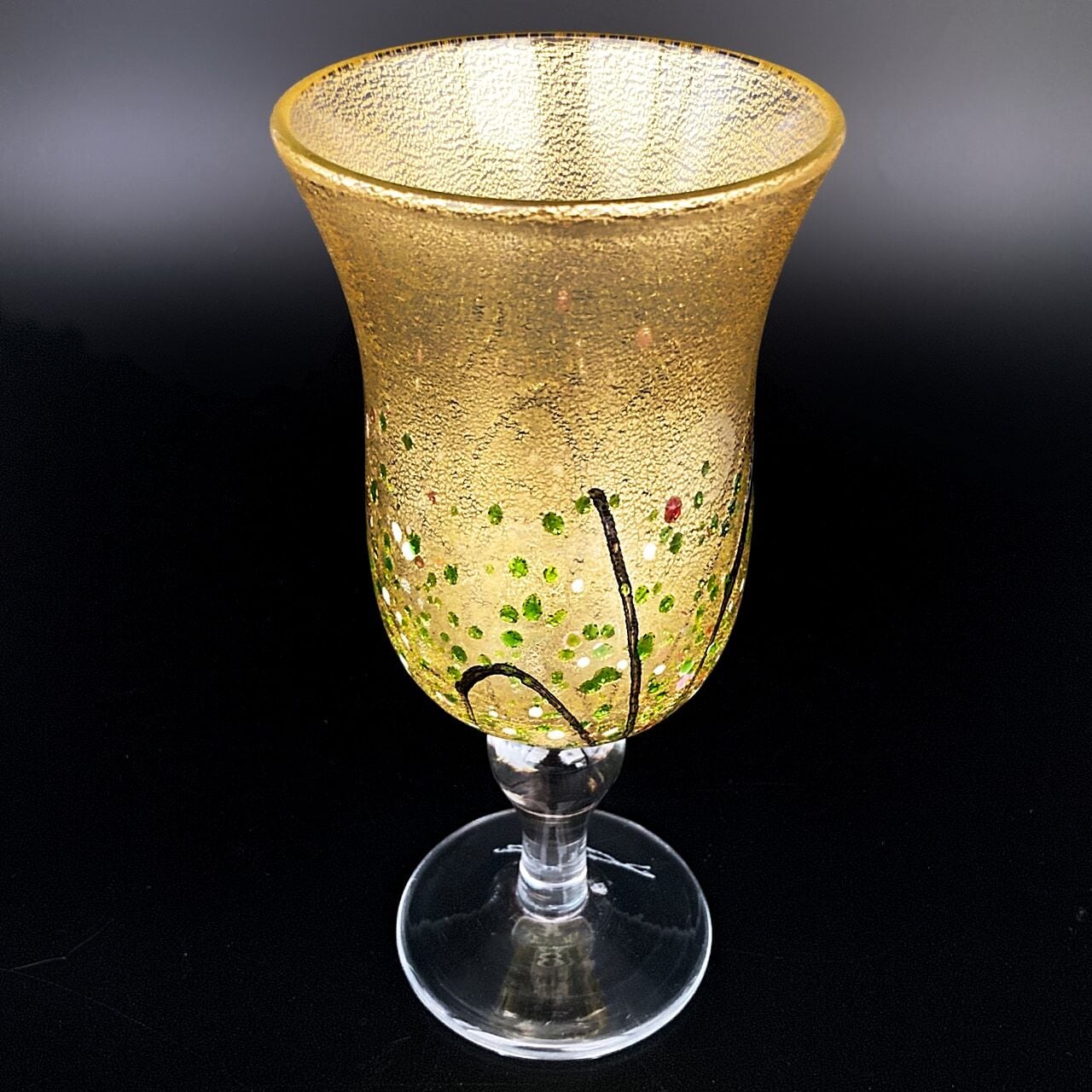 現代の名工 黒木国昭 手吹きガラス 金彩象嵌 光琳 ワイングラス 芸術品