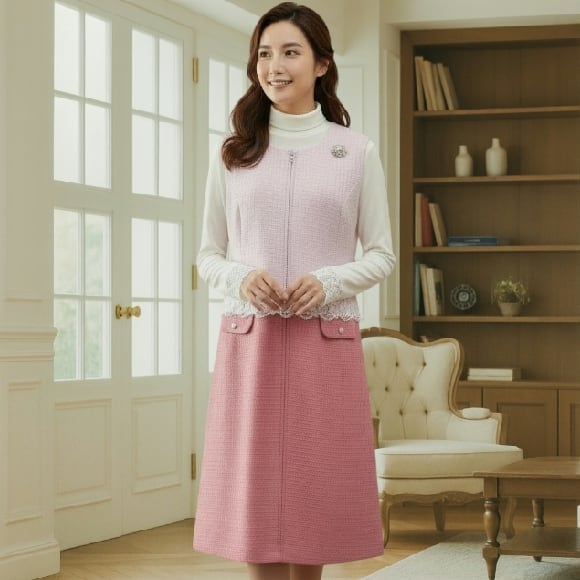 スーパービューティー ジャンパースカート配色 切替 ウェストレース使