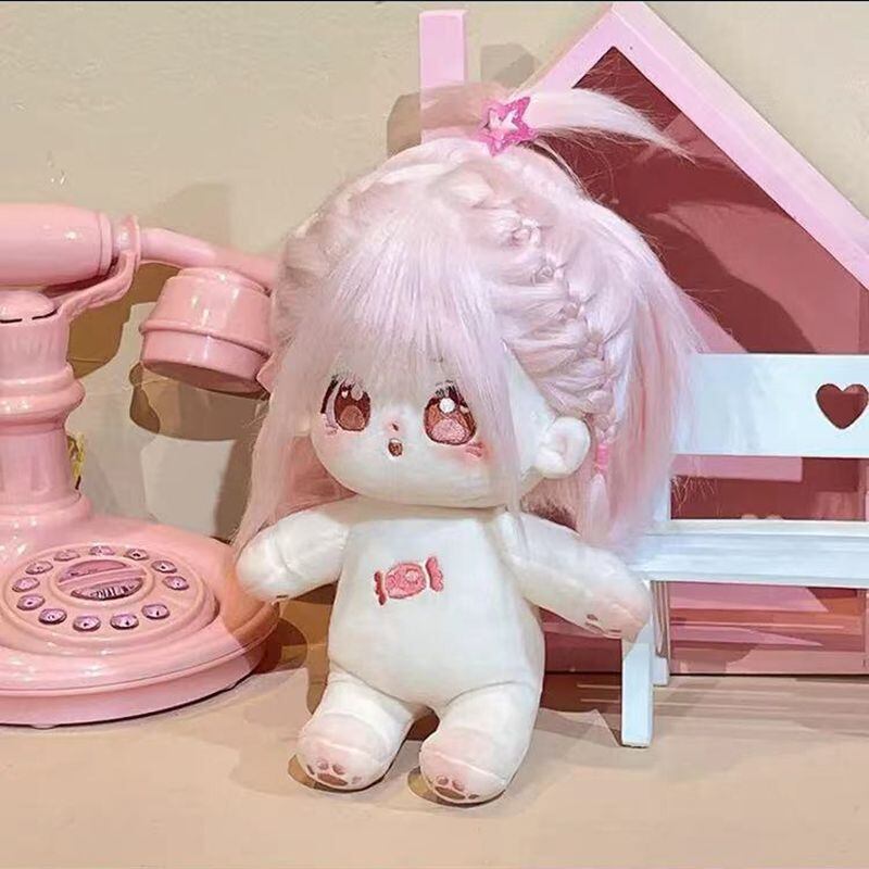 20cm 無属性 ぬいぐるみ ピンクの髪ピンクの目女の子 YO草莓糖 着せ